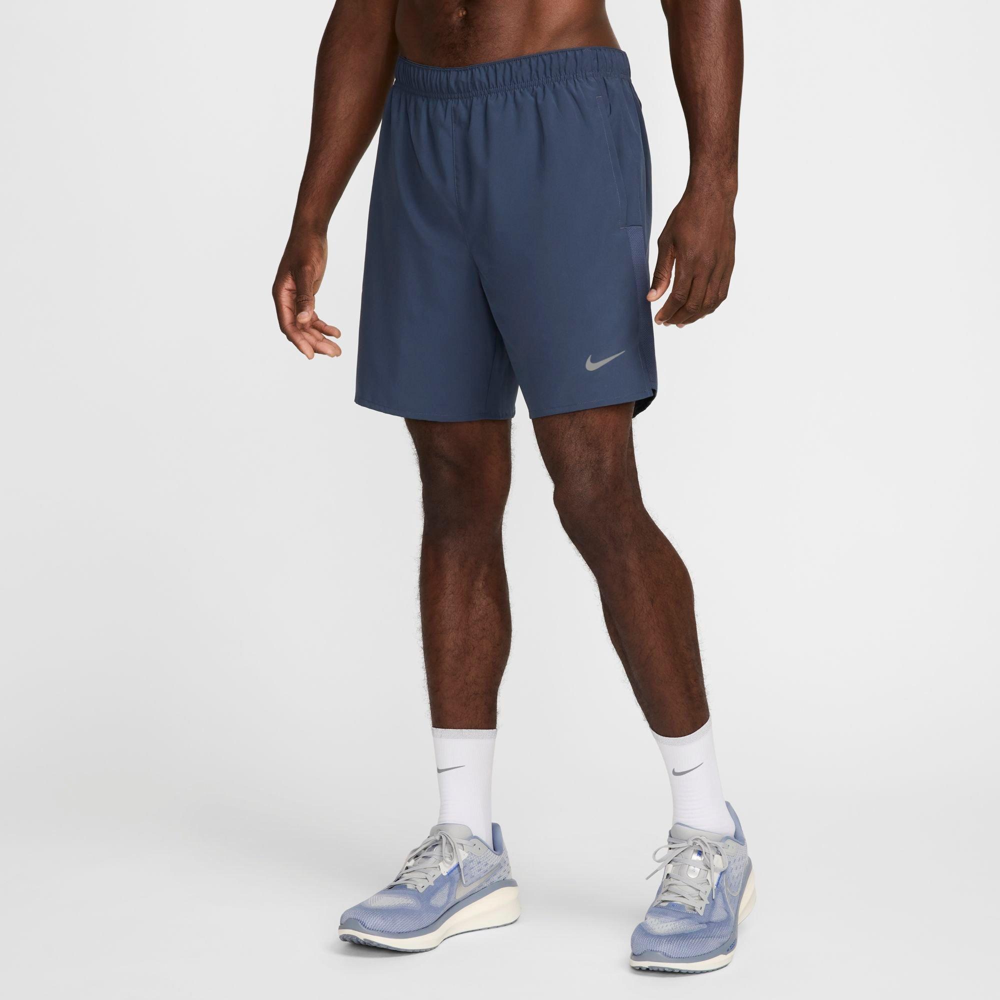 Nike Men's Dri-FIT Challenger 2-In-1 7" Running Shorts in Thunder Blue/Thunder Blue/Thunder Blue Size: Small