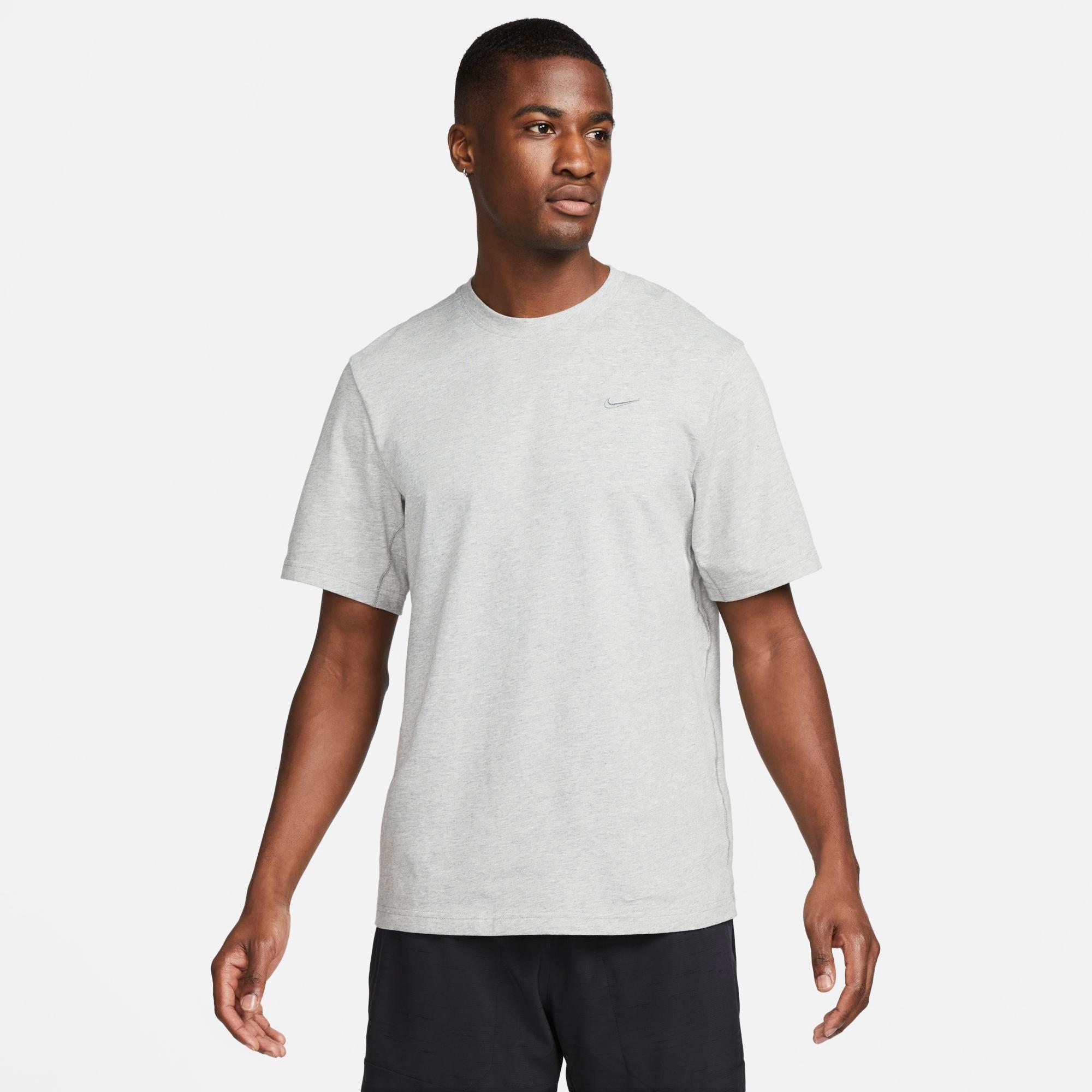 Nike Men's Dri-FIT Primary Versatile Top in Dark Grey Heather/Heather/Smoke Grey Size: Small