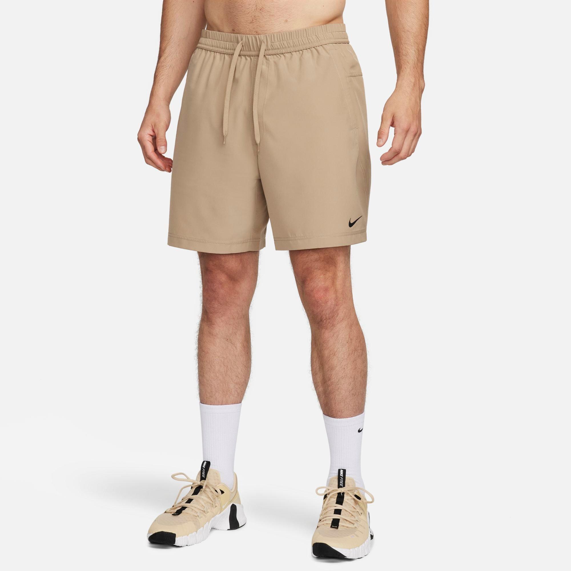 Nike Men's Form Dri-FIT Unlined 7" Versatile Shorts in Khaki/Black Size: Small
