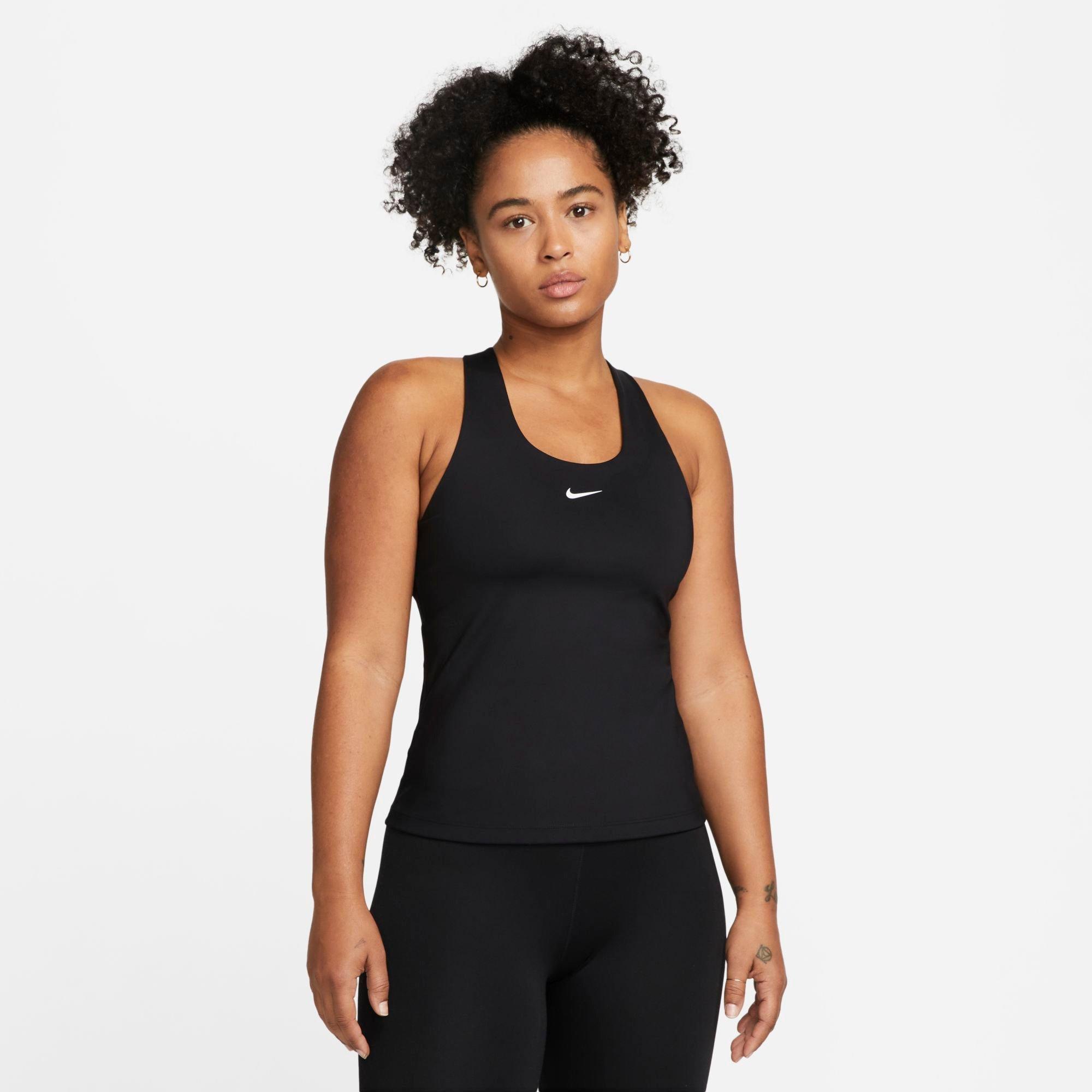 Nike Women's Swoosh Medium-Support Padded Sports Bra Tank in Black/White