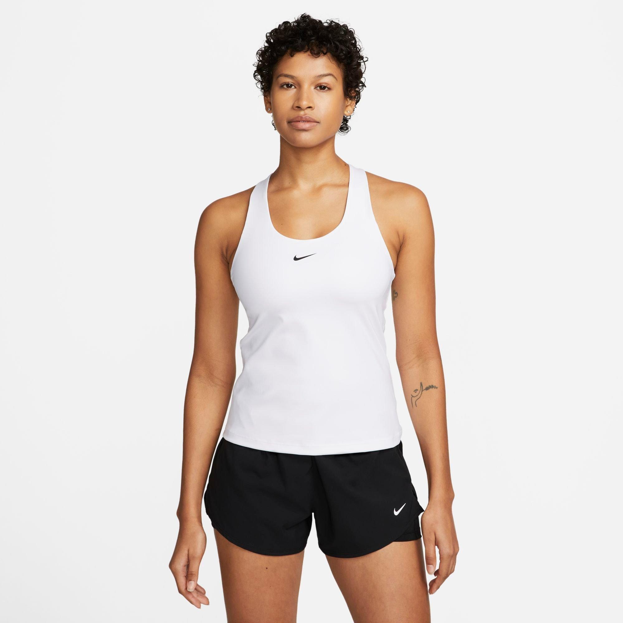 Nike Women's Swoosh Medium-Support Padded Sports Bra Tank in White/Stone Mauve/Black Size: XS