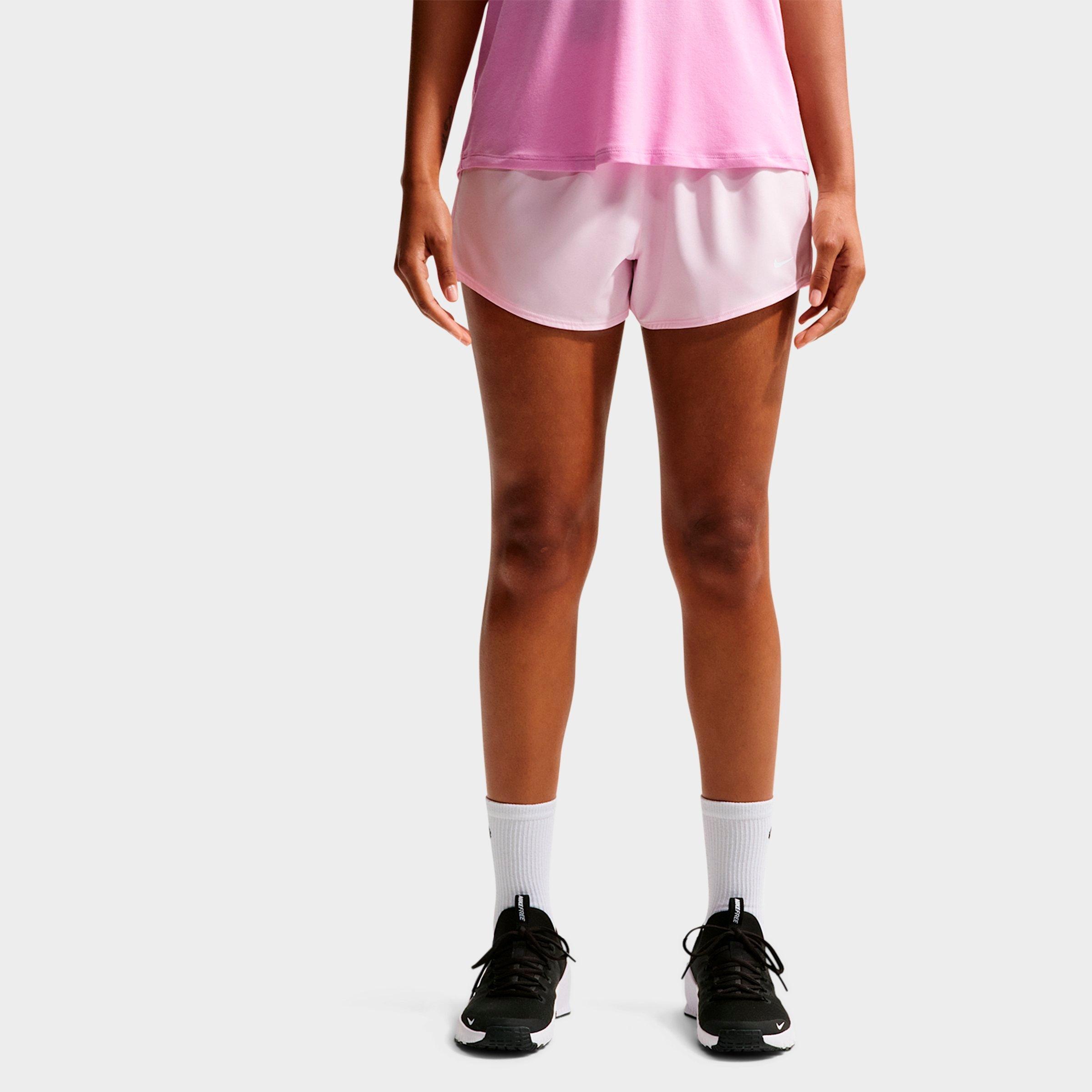 Nike Women's One Dri-FIT Mid-Rise 3" Brief-Lined Shorts in Pink Foam/White Size: Small