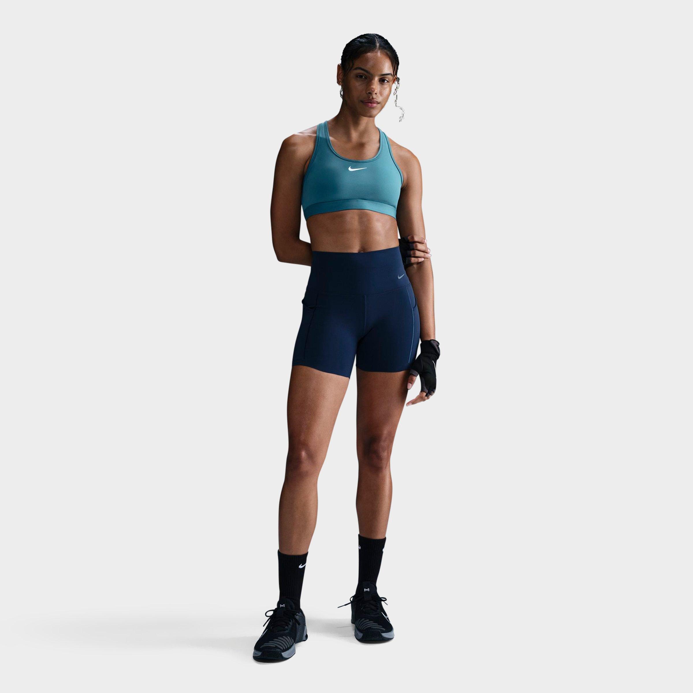 Nike Women's Swoosh Medium Support Sports Bra in SMOKEY BLUE/WHITE Size: XS