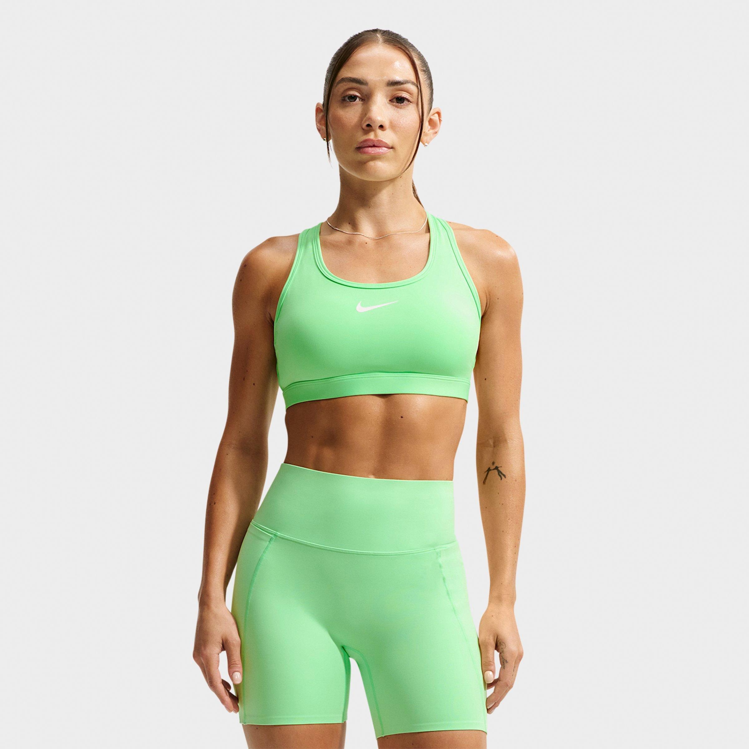Nike Women's Swoosh Medium Support Sports Bra in Illusion Green/White