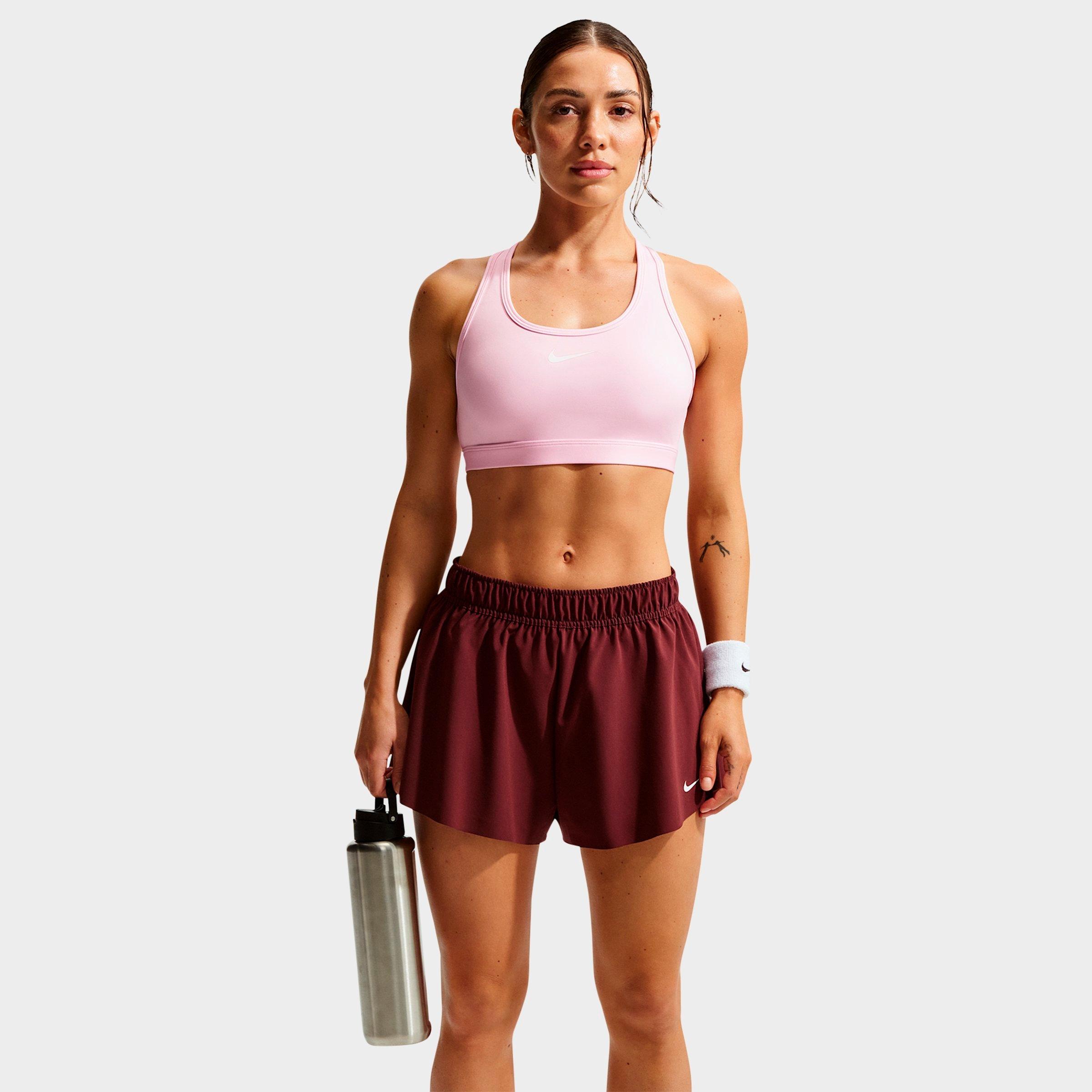 Nike Women's Swoosh Medium Support Sports Bra in Pink Foam/Stone Mauve/White