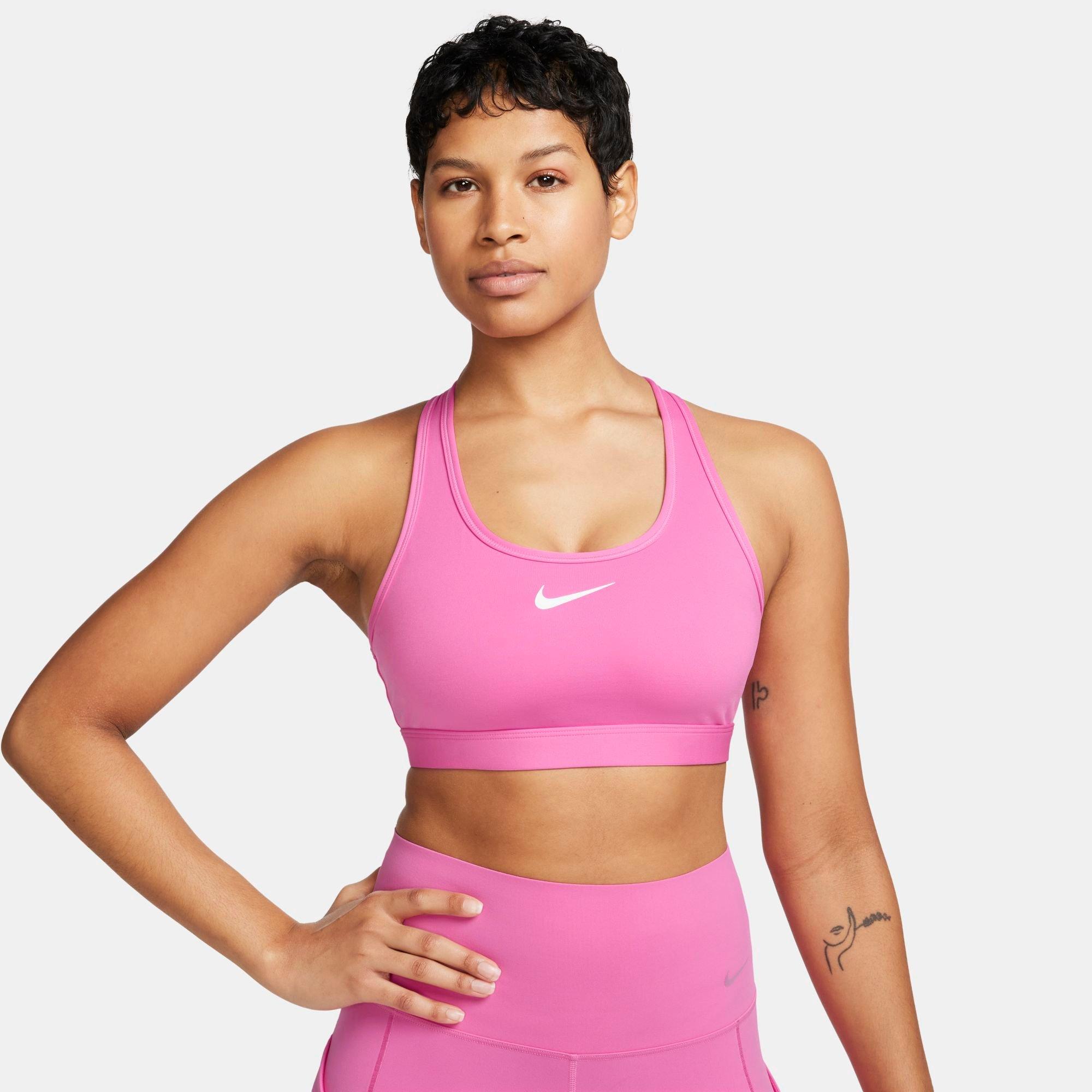 Nike Women's Swoosh Medium Support Sports Bra in PLAYFUL PINK/WHITE Size: XS