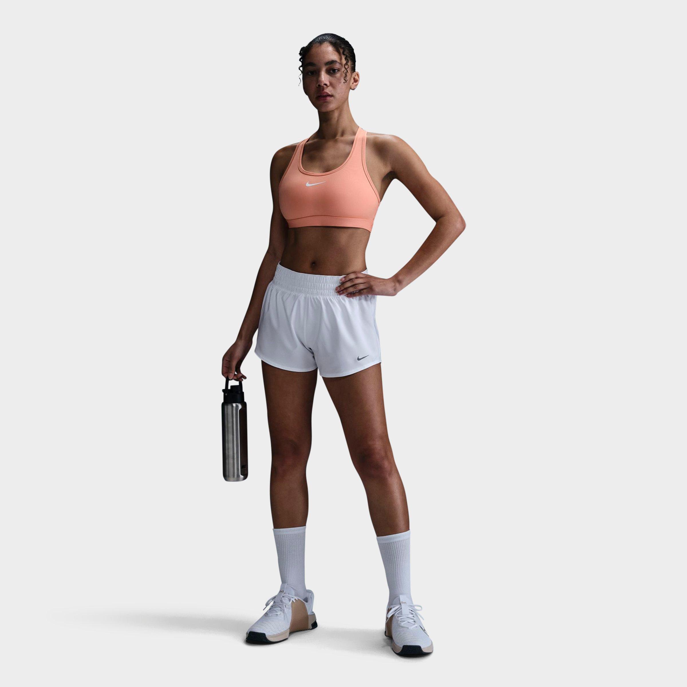 Nike Women's Swoosh Medium Support Sports Bra in APRICOT AGATE/WHITE Size: XS