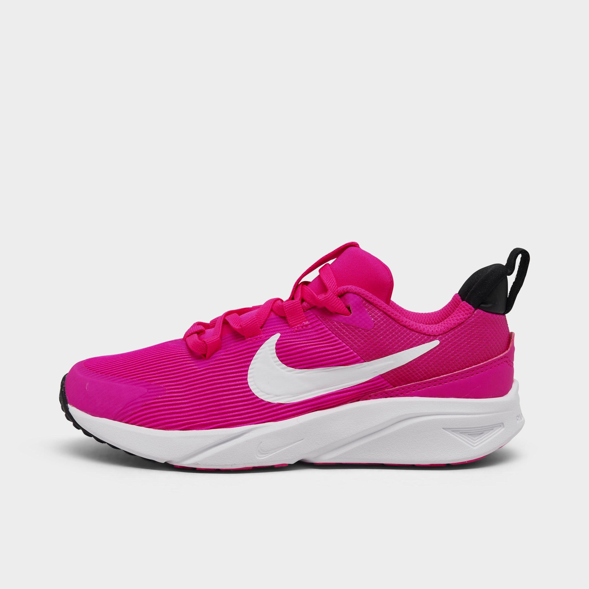 Nike Girls Little Kids Star Runner 4 Stretch Lace Running Shoes in Fierce Pink/Black/Playful Pink Size: 2