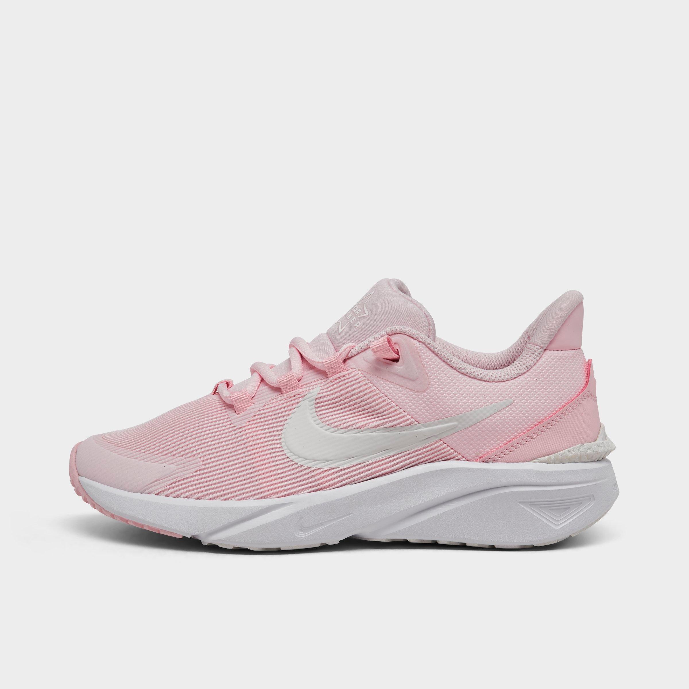 Nike Girls Big Kids Star Runner 4 Running Shoes in Pink Foam/White/Summit White Size: 4.0