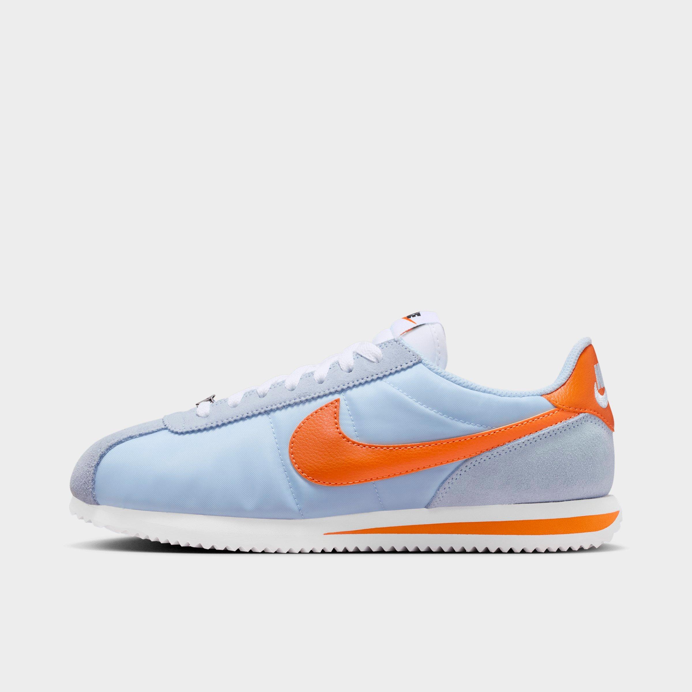 Nike Women's Cortez Textile Casual Shoes in Hydrogen Blue/White/Hot Curry Size: 7.5