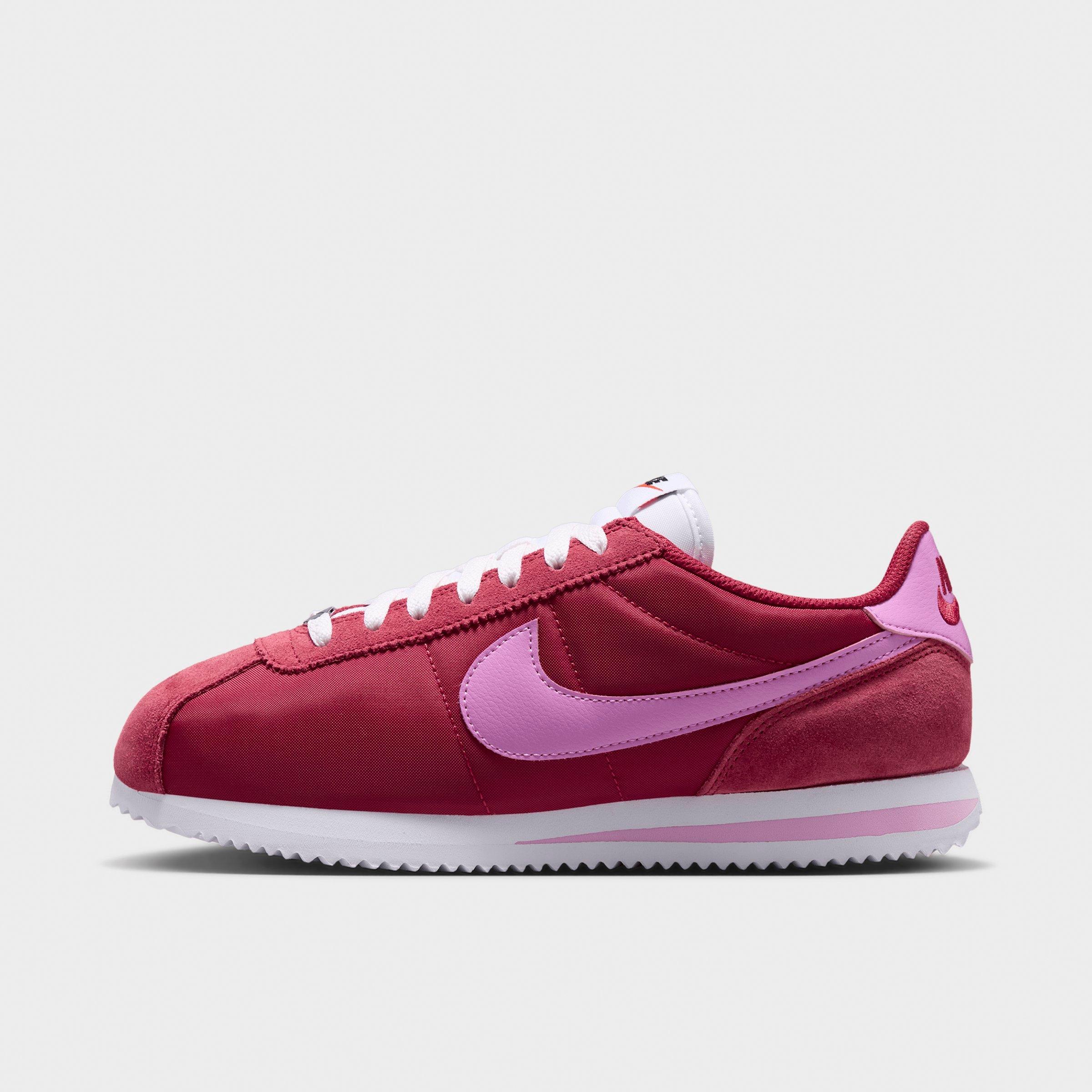 Nike Women's Cortez Textile Casual Shoes in Tough Red/White/Safety Orange Size: 8.5