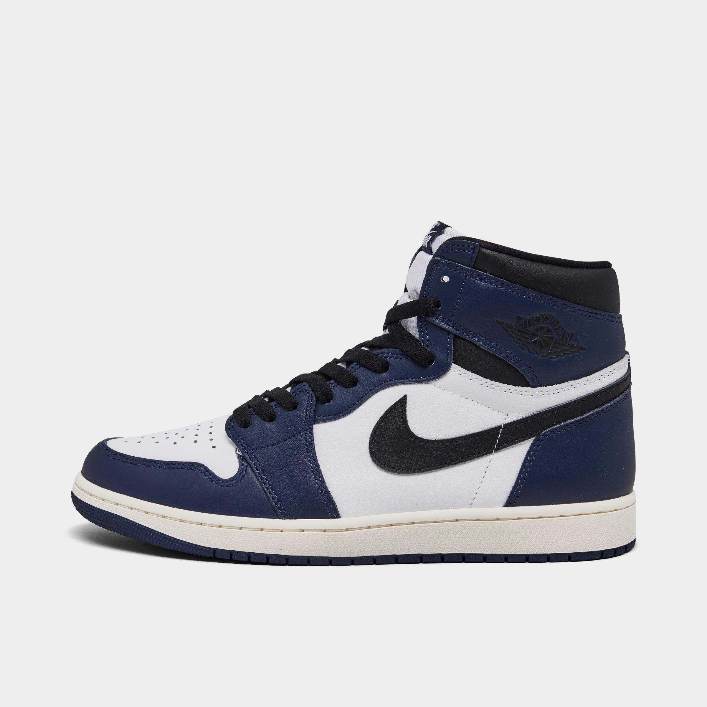 Jordan Men's Air Retro 1 High OG Casual Shoes in Midnight Navy/Black/White Size: 8.0