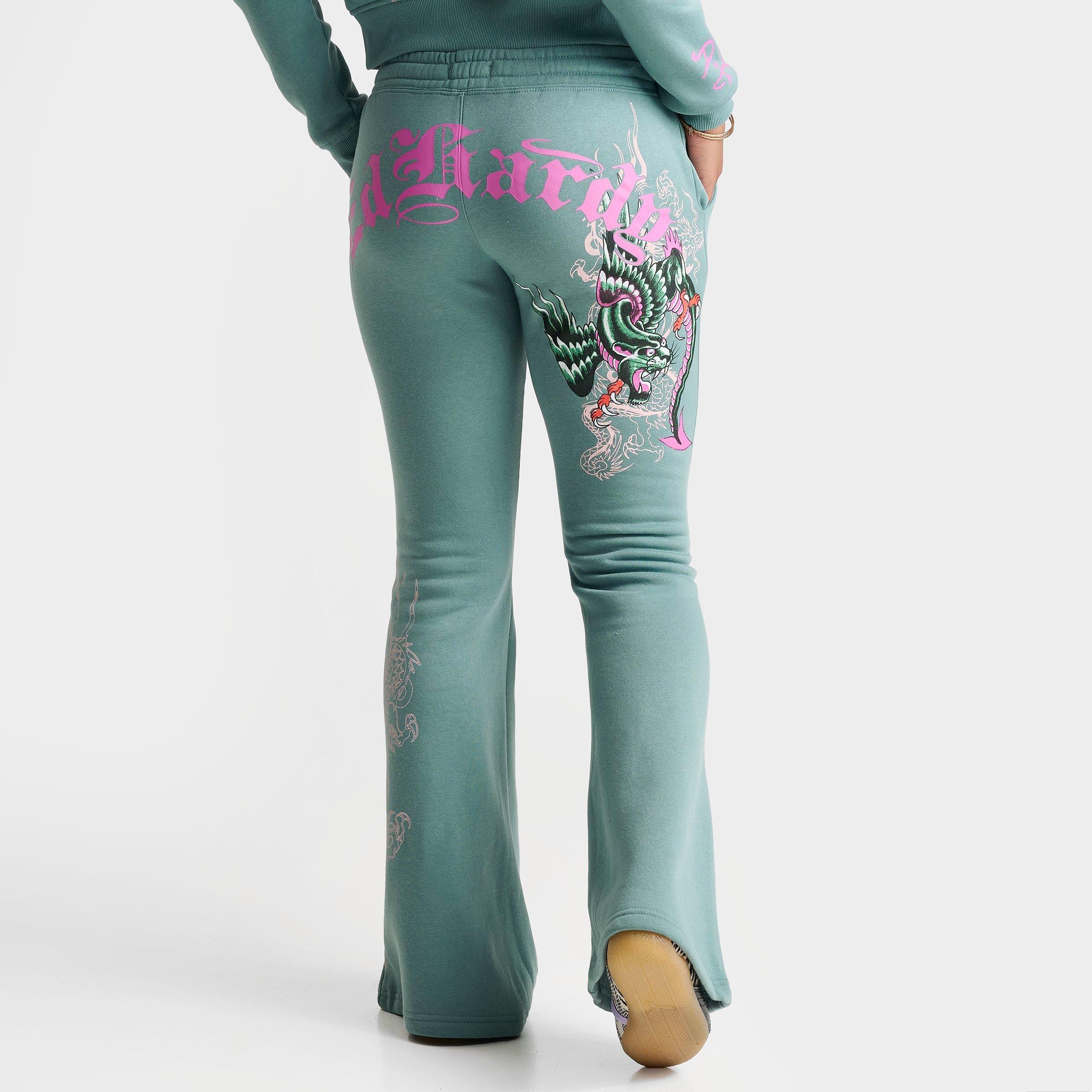 Ed Hardy Women's Wings Bootcut Fleece Pants