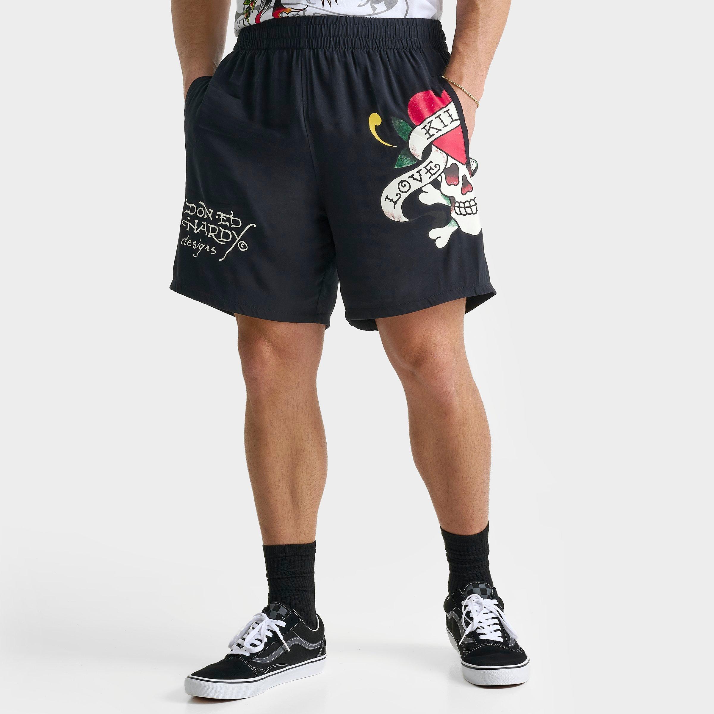 Men's Ed Hardy Love Kills Slowly Graphic Print Shorts