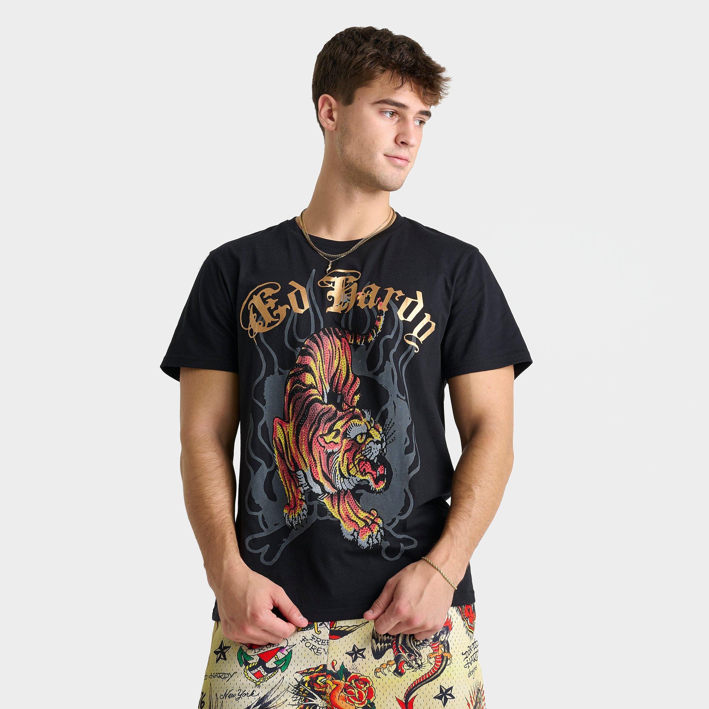 Men's Ed Hardy Crawling Tiger Rhinestone Graphic T-Shirt