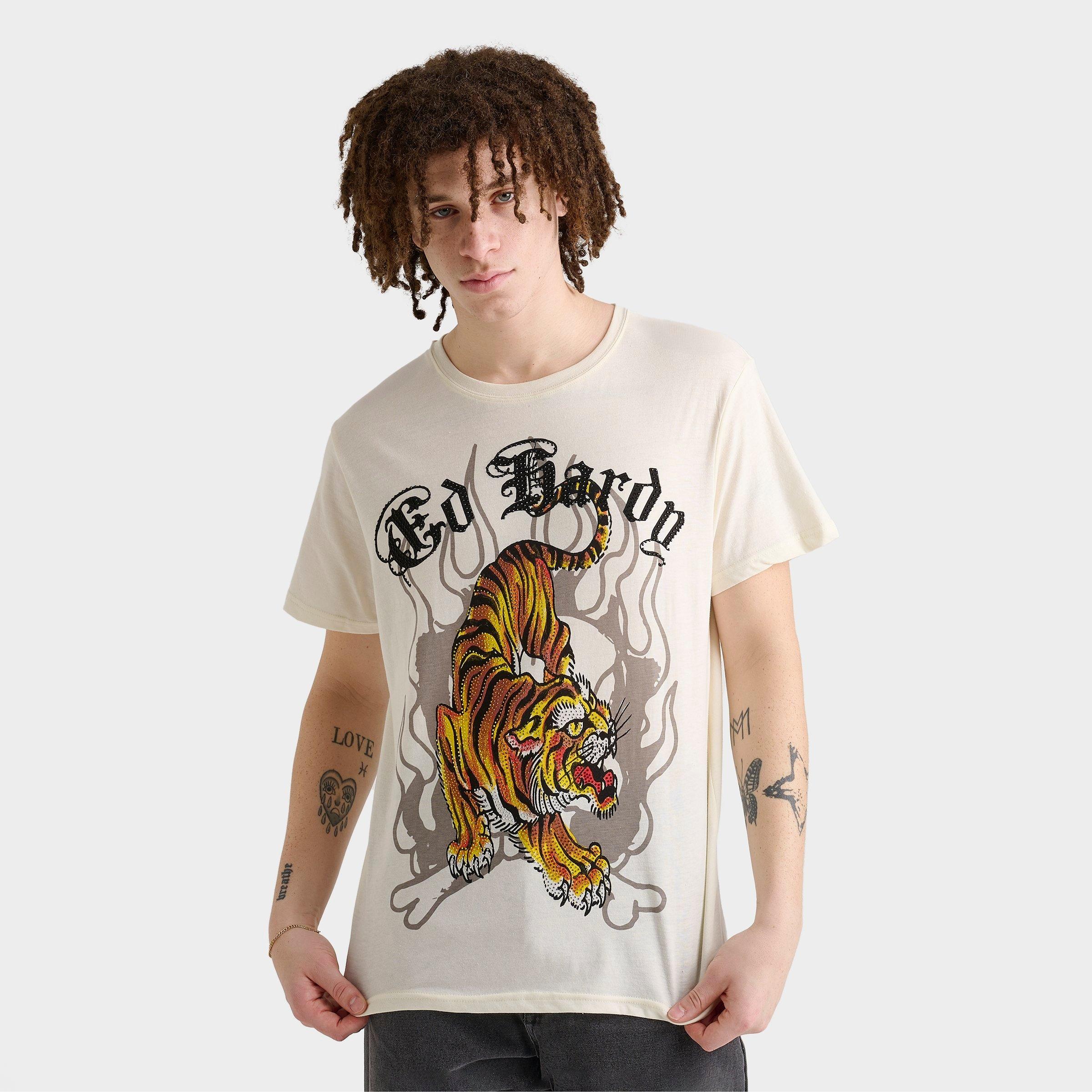 Men's Ed Hardy Crawling Tiger Rhinestone Graphic T-Shirt