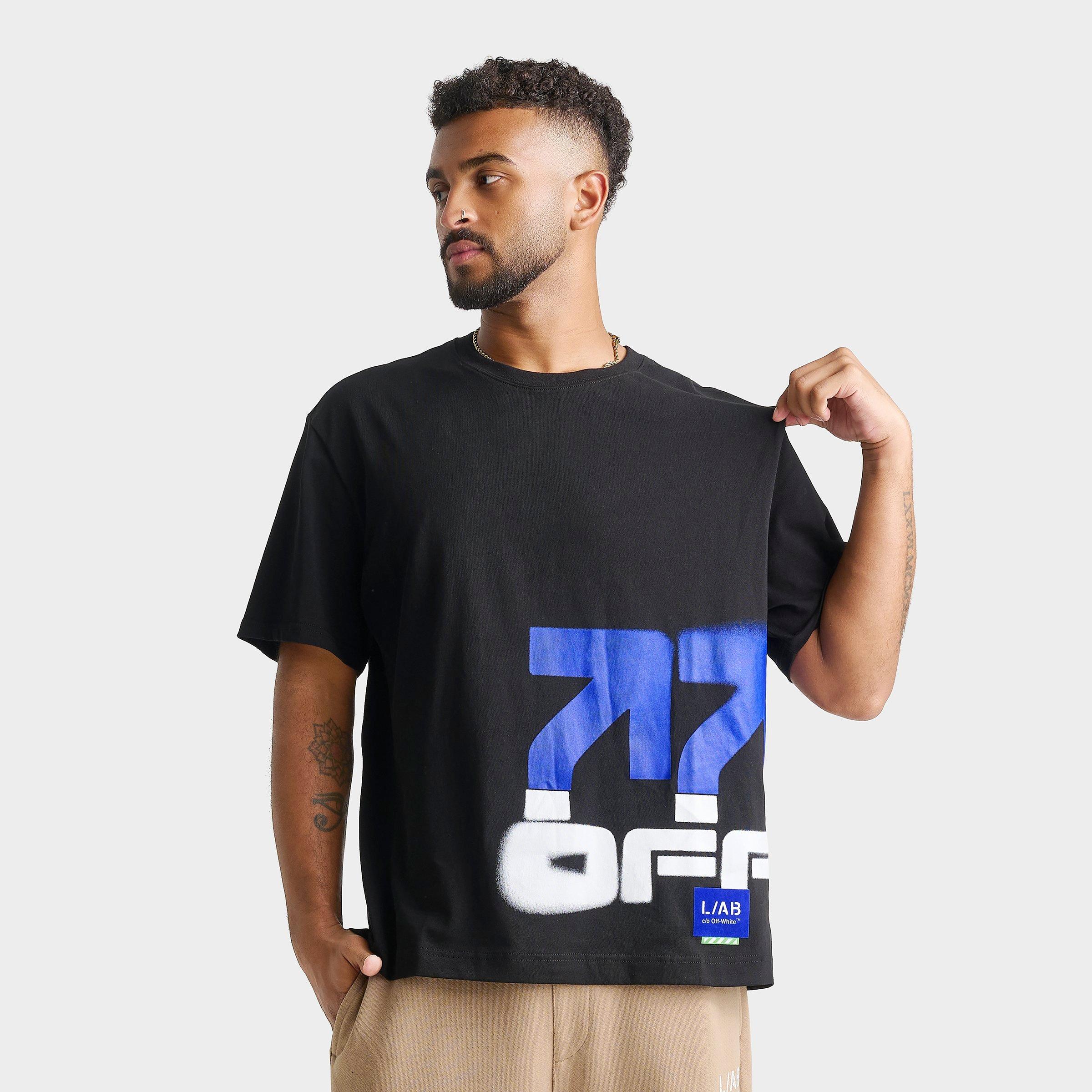 Lab Off White Men's L/AB c/o Off-White Stacked T-Shirt in Black Size: Small
