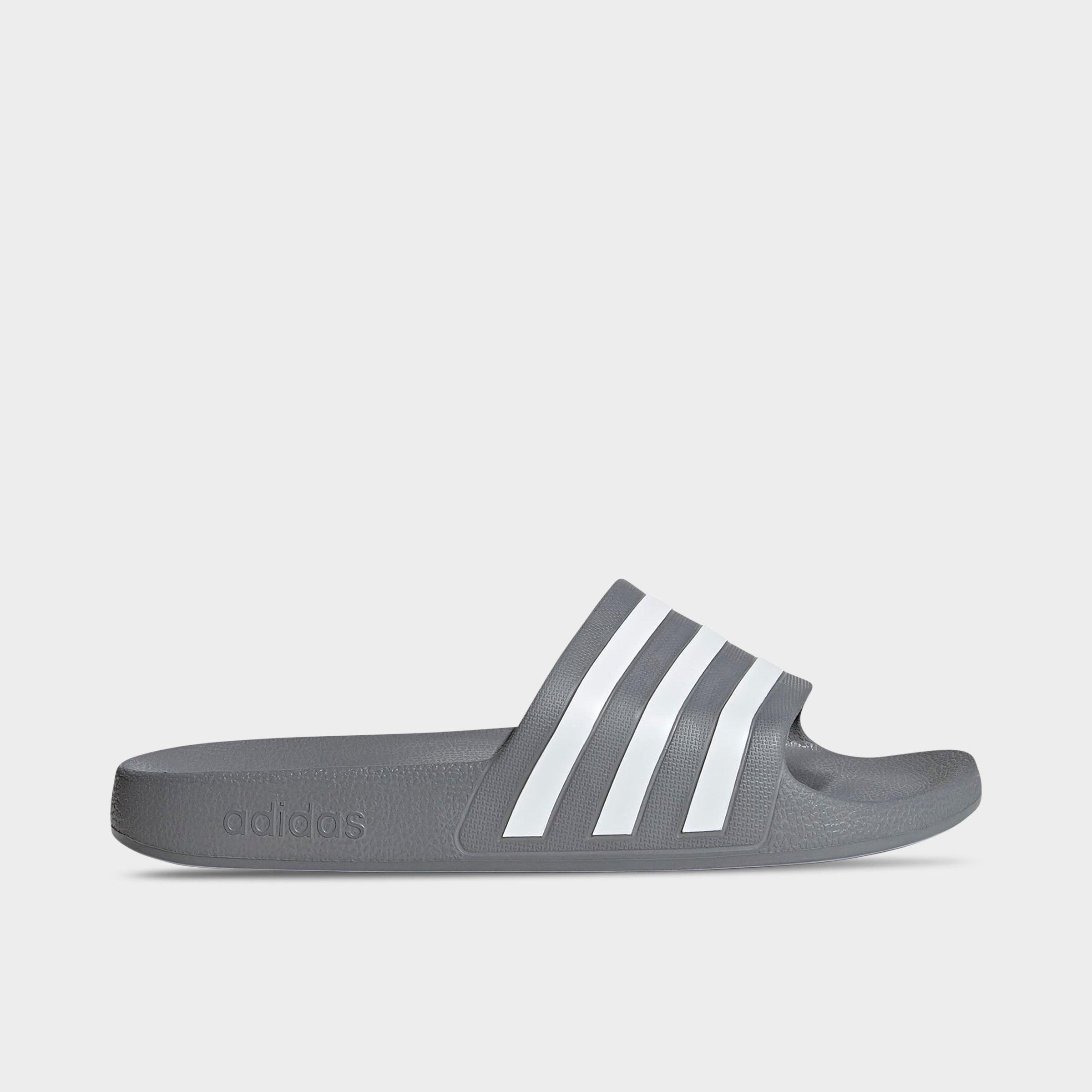 adidas Men's adilette Aqua Slide Sandals in Grey/White/Grey Size: 5