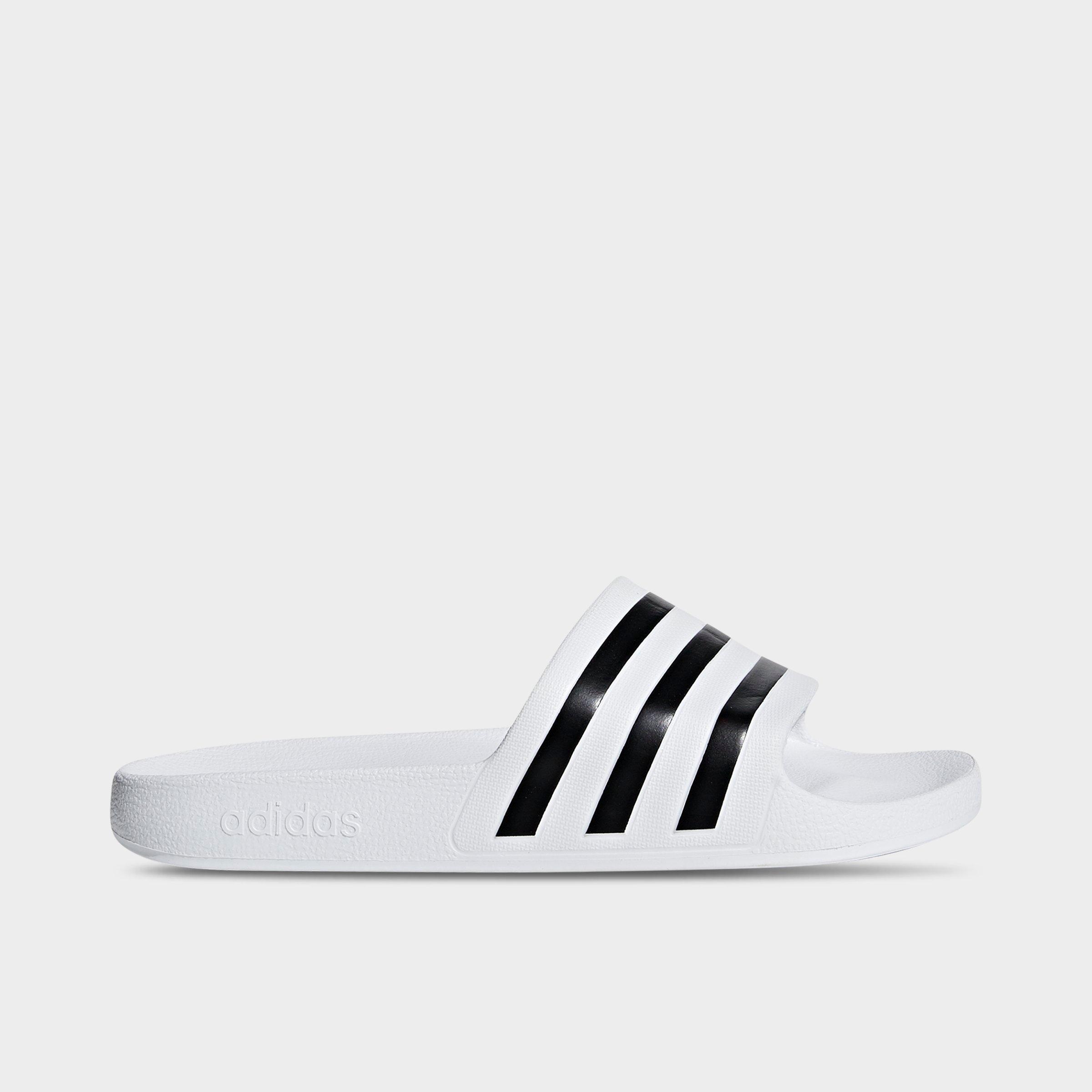 adidas Men's adilette Aqua Slide Sandals in White/Black/White Size: 5.0