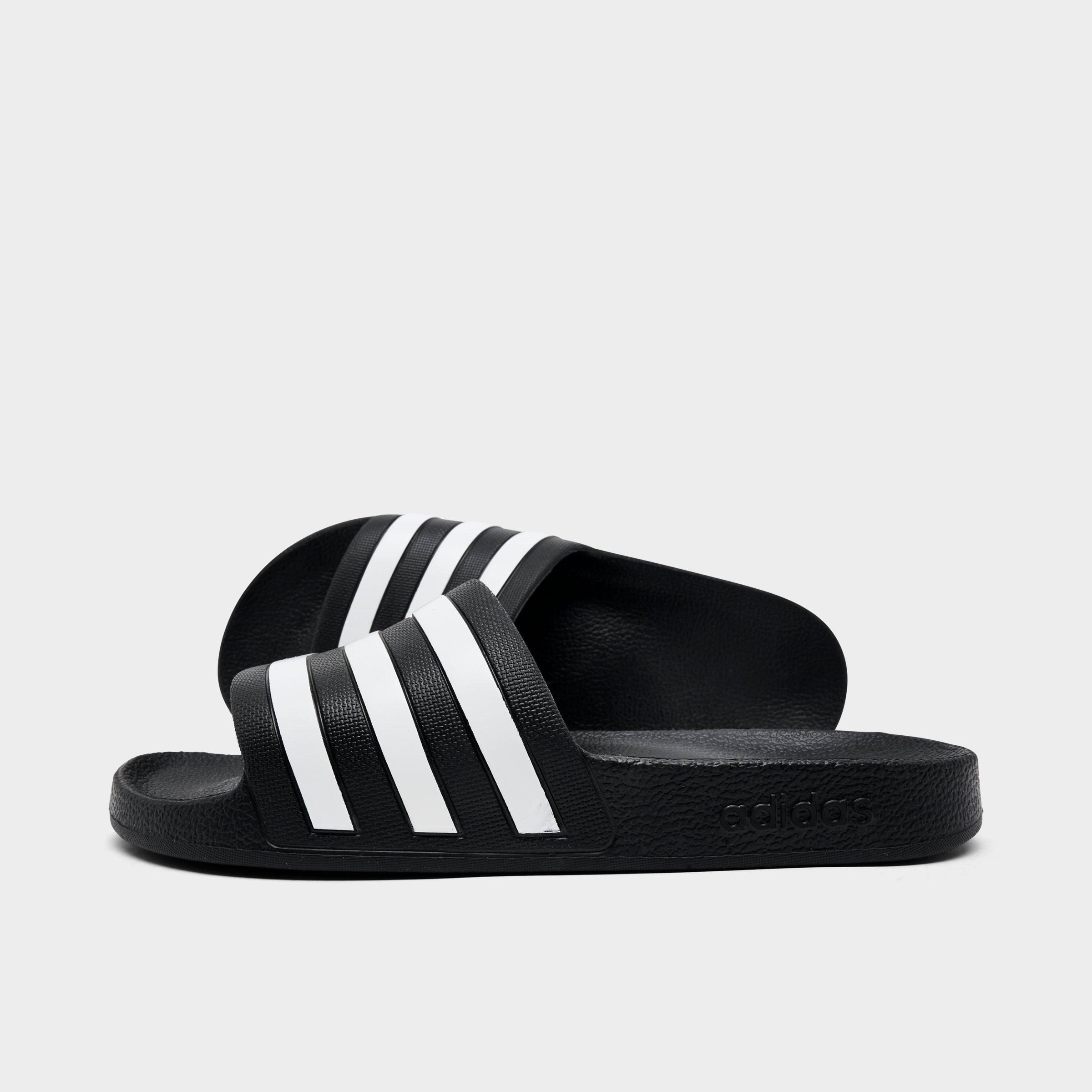 adidas adilette Aqua Slide Sandals in Black/White/Black Size: 5.0