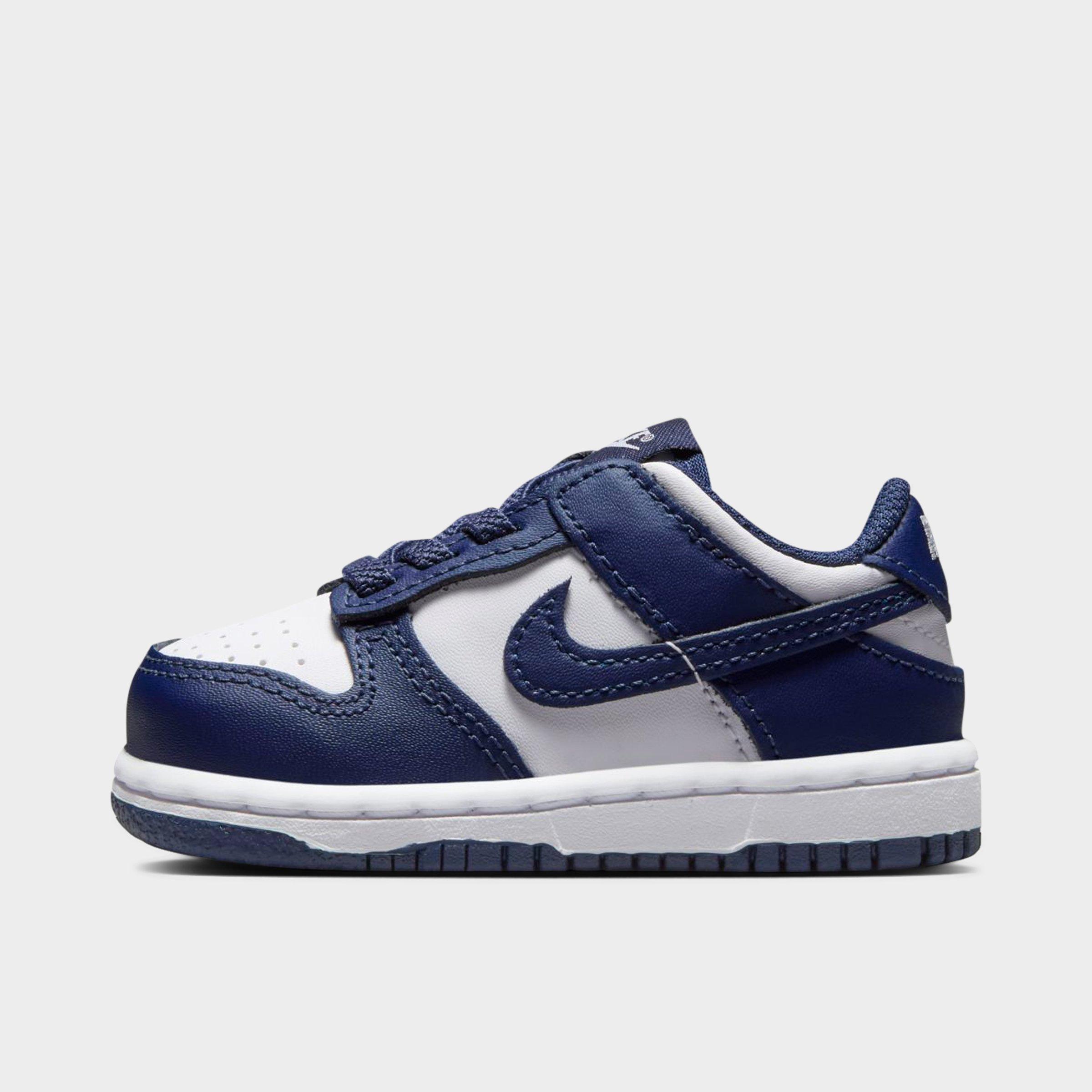 Nike Kids Toddler Dunk Low Casual Shoes in WHITE/MIDNIGHT NAVY- Size: 3.0