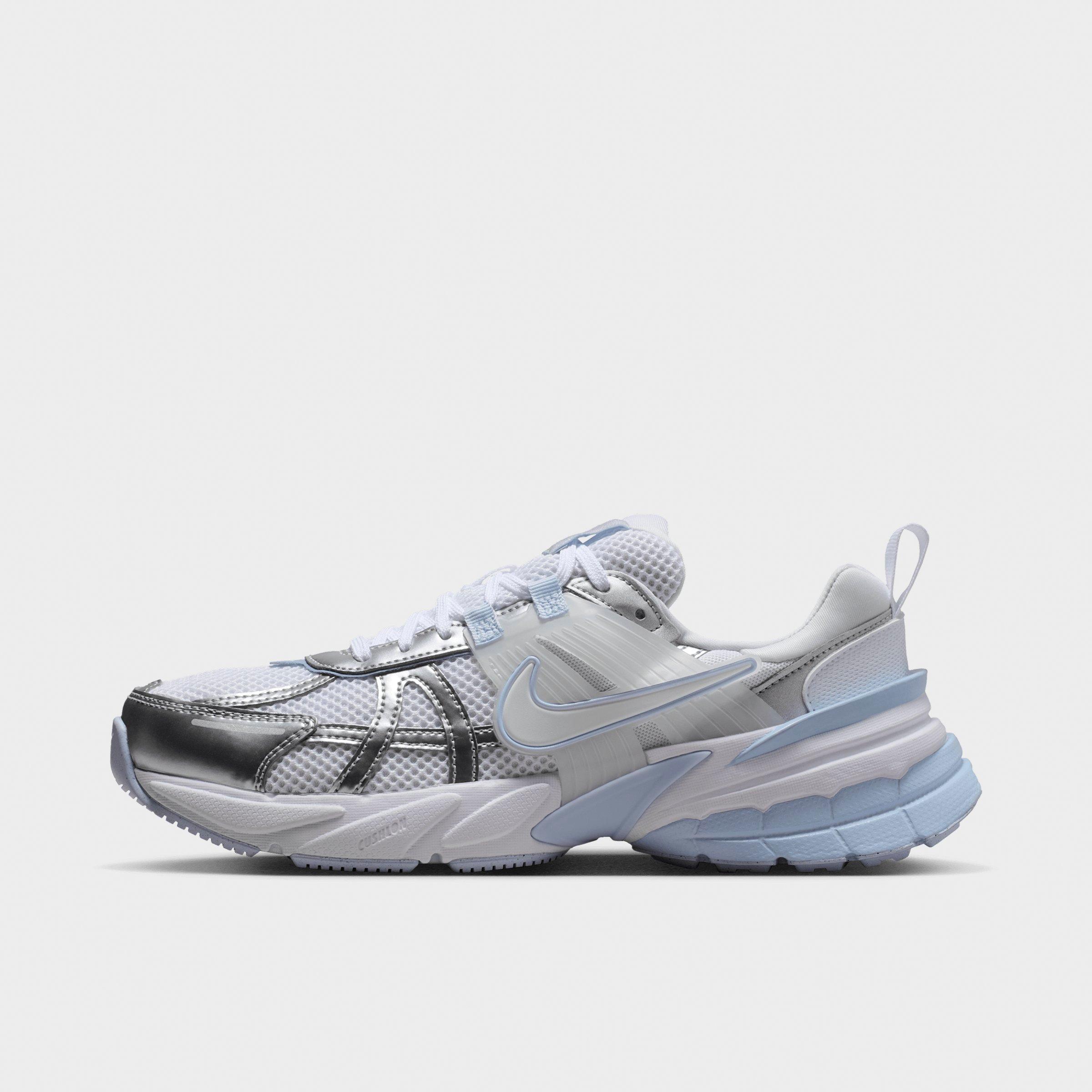 Nike Women's V2K Run Casual Shoes in White/Metallic Silver/Hydrogen Blue Size: 9.0