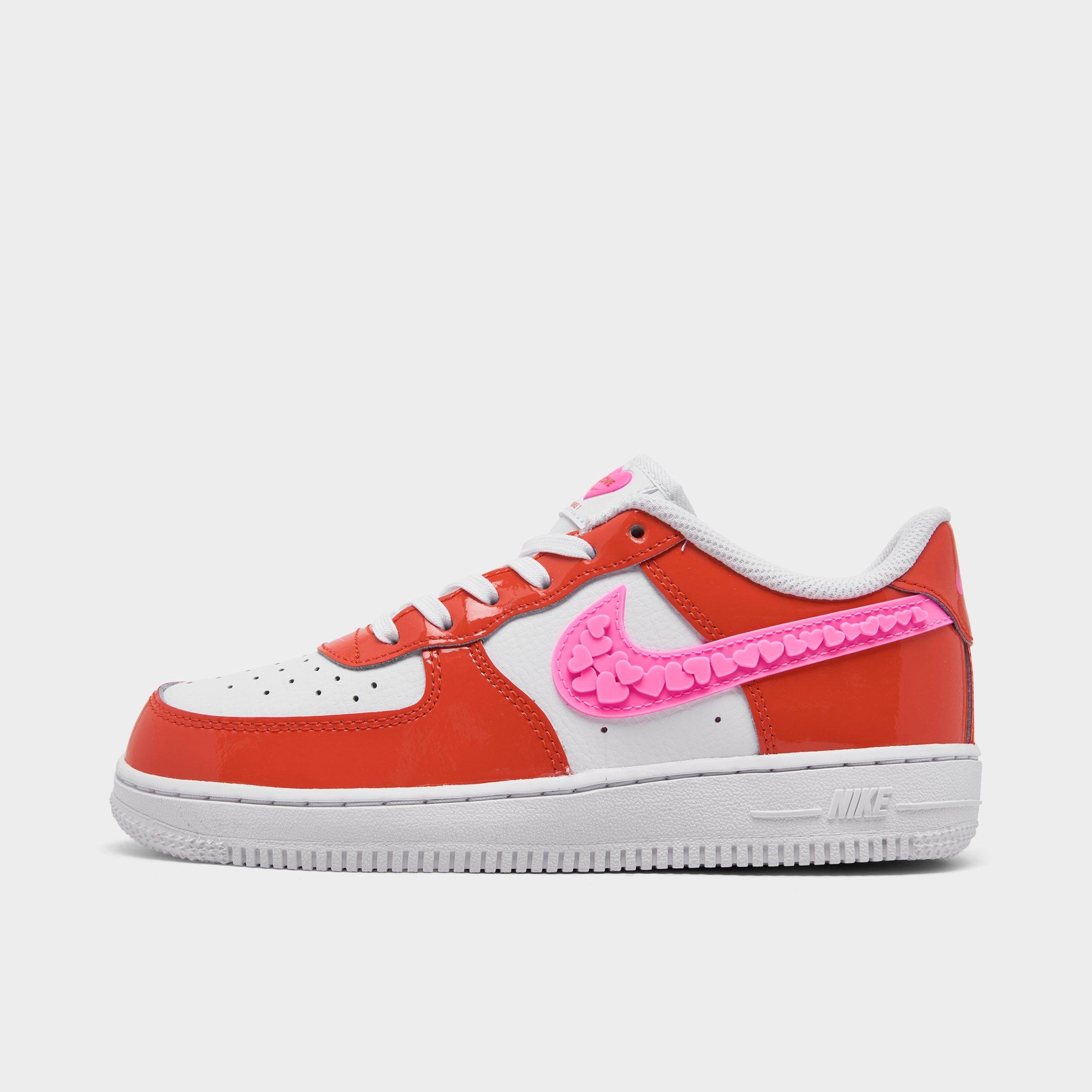 Nike Little Kids Air Force 1 LV8 Casual Shoes in Picante Red/Pink Spell/White Size: 2.0