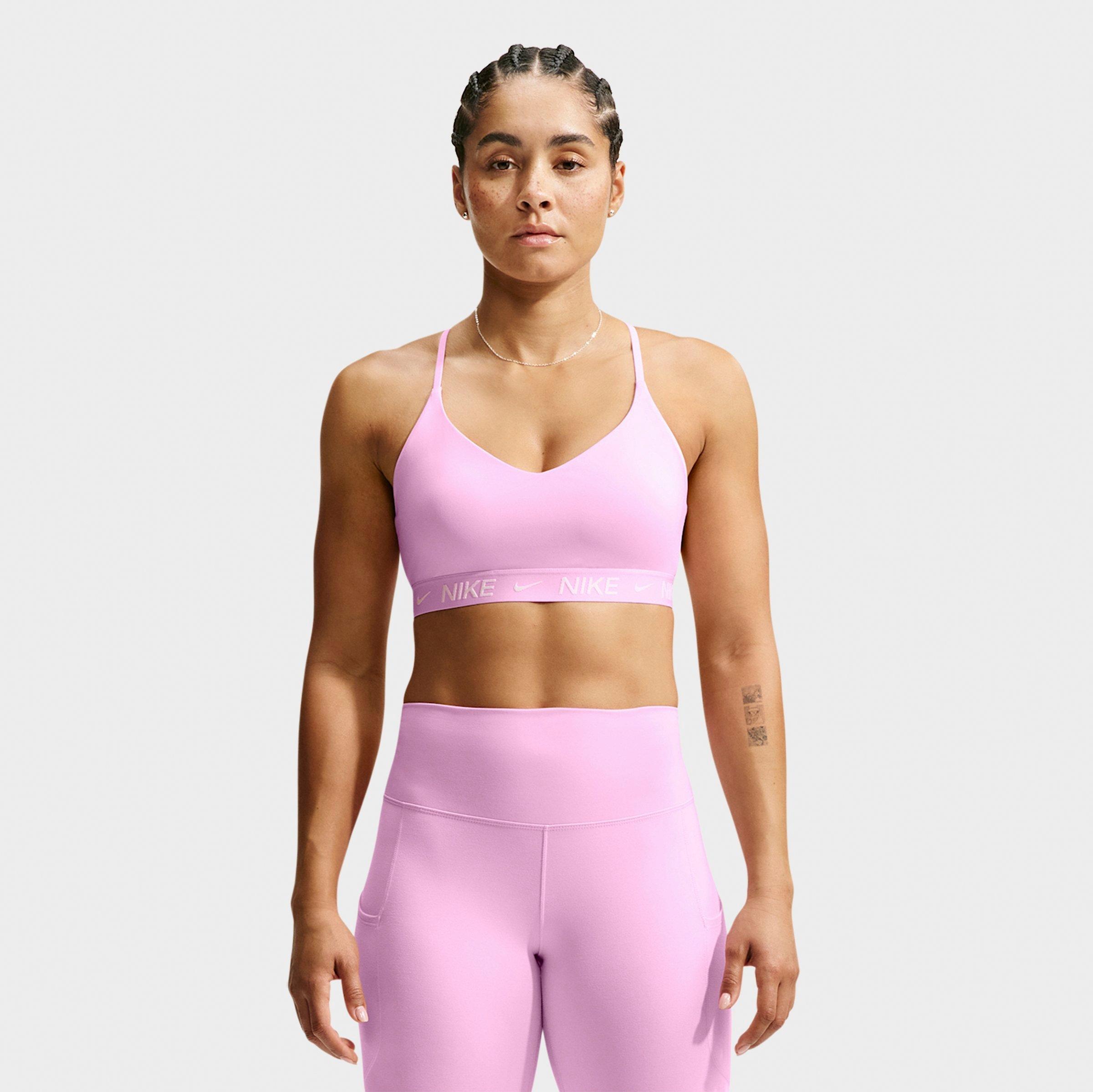 Nike Women's Dri-FIT Indy Light Support Padded Adjustable Sports Bra in Pink Rise Size: Medium
