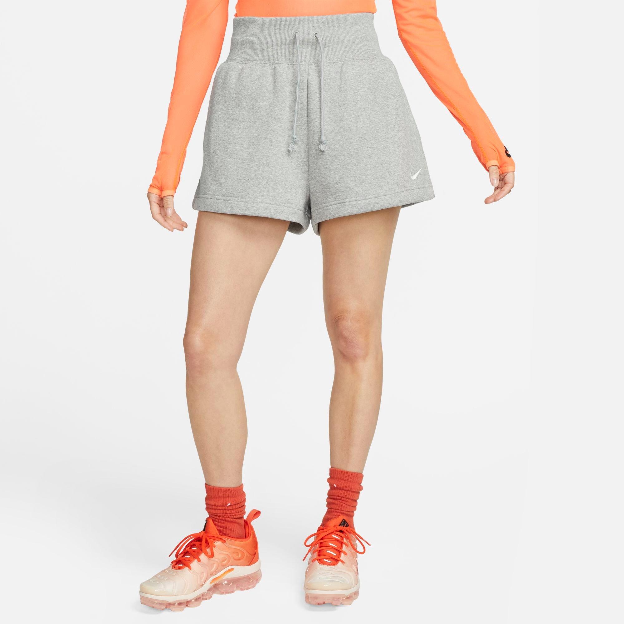 Nike Women's Sportswear Phoenix Fleece High-Waisted Loose Shorts in Dark Grey Heather/Sail Size: Small