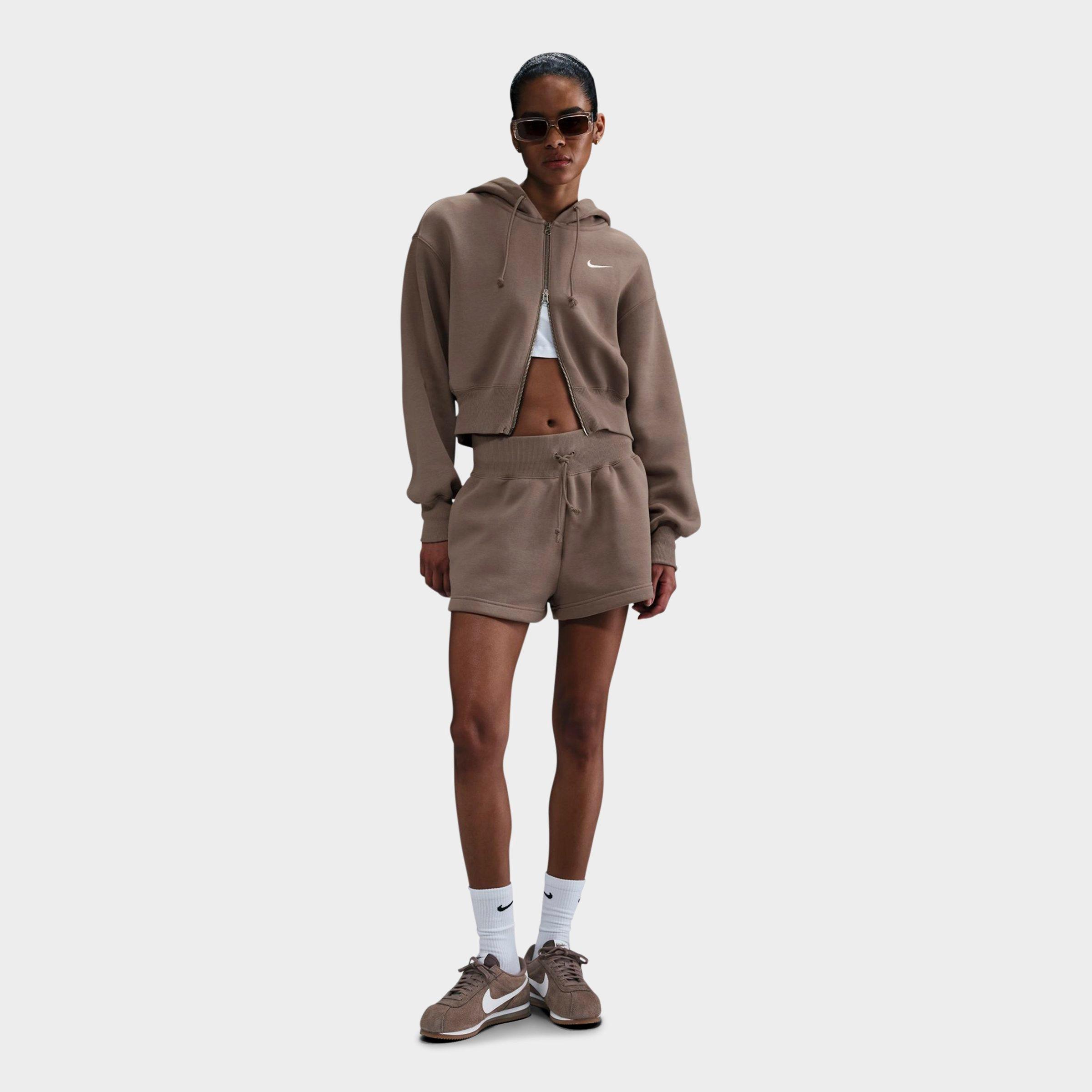 Nike Women's Sportswear Phoenix Fleece High-Waisted Loose Shorts in MINK BROWN/SAIL Size: 2XL