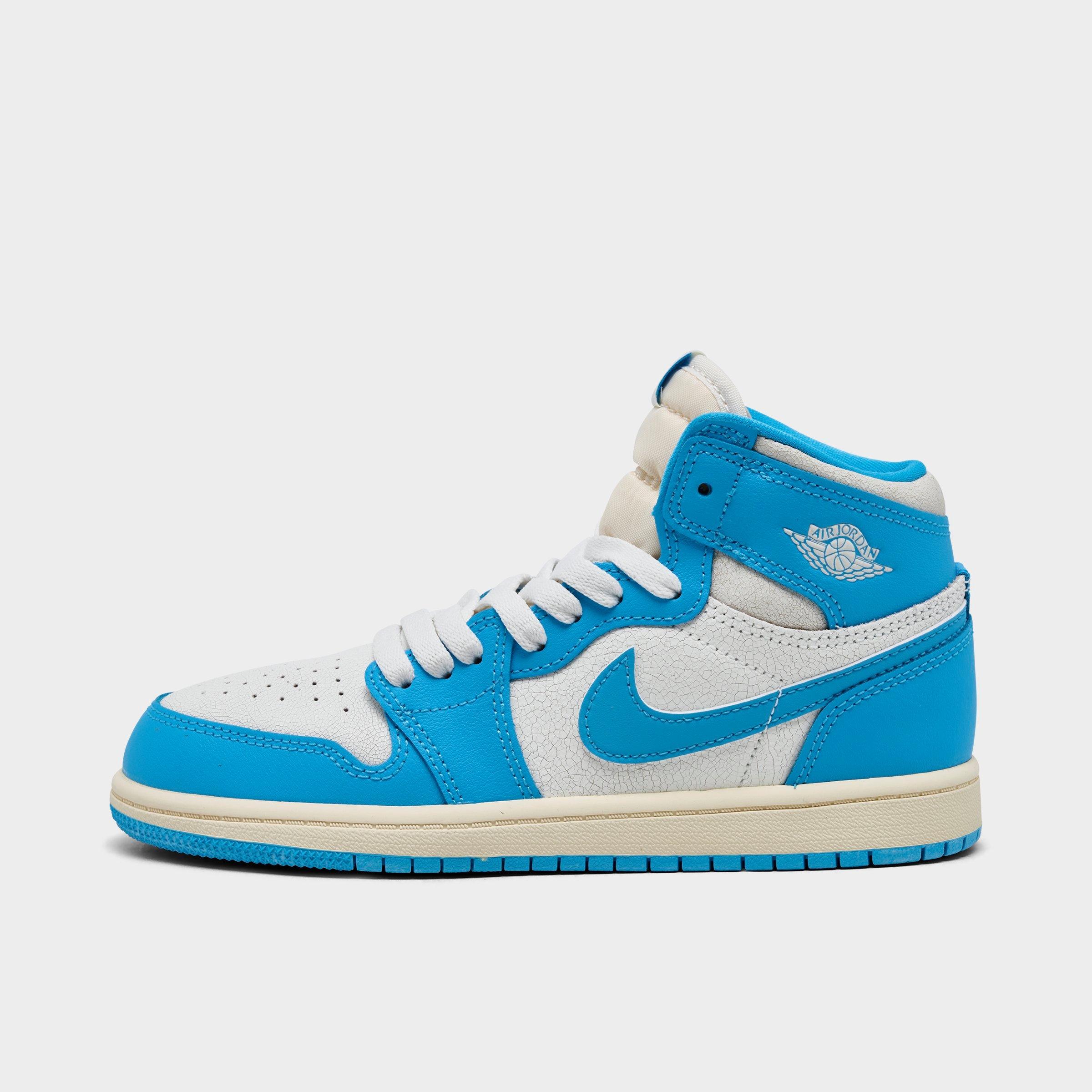 Jordan Little Kids Air Retro 1 High OG Casual Shoes in Dark Powder Blue/Dark Powder Blue/Sail