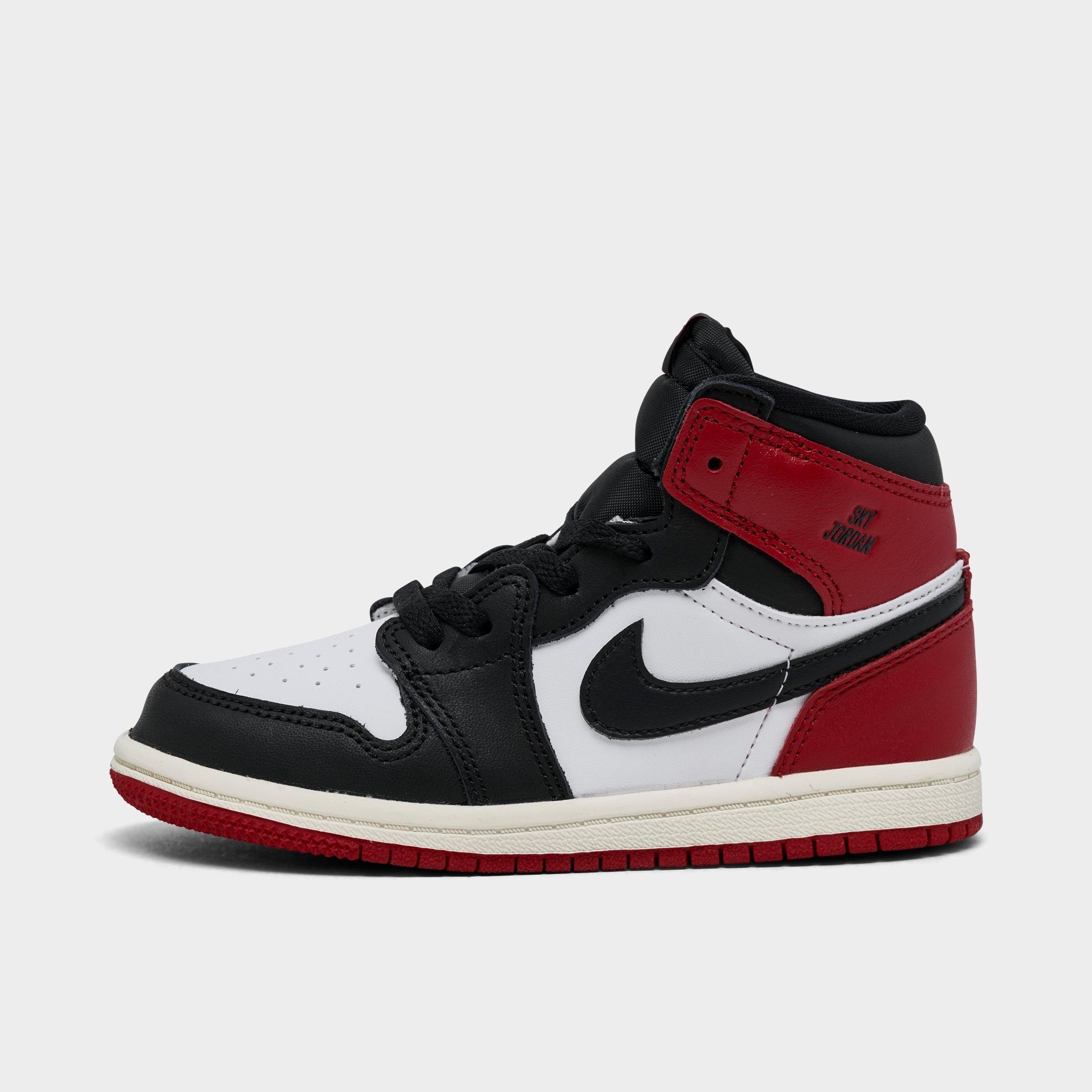 Jordan Kids Toddler Air Retro 1 High OG Casual Shoes in White/Varsity Red/Sail Size: 4