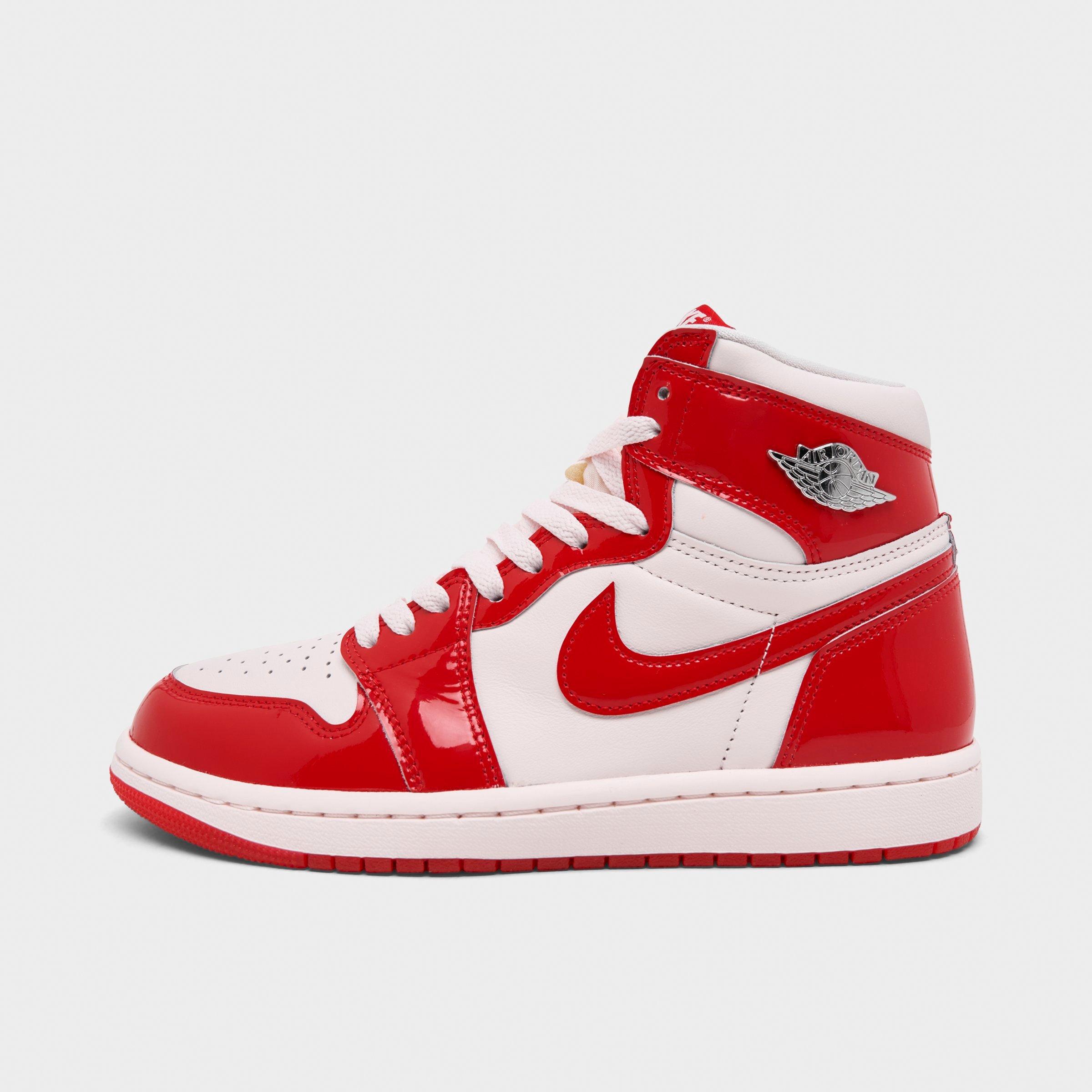 Jordan Women's Air 1 Retro High OG Casual Shoes in University Red/Metallic Silver Size: 5.5