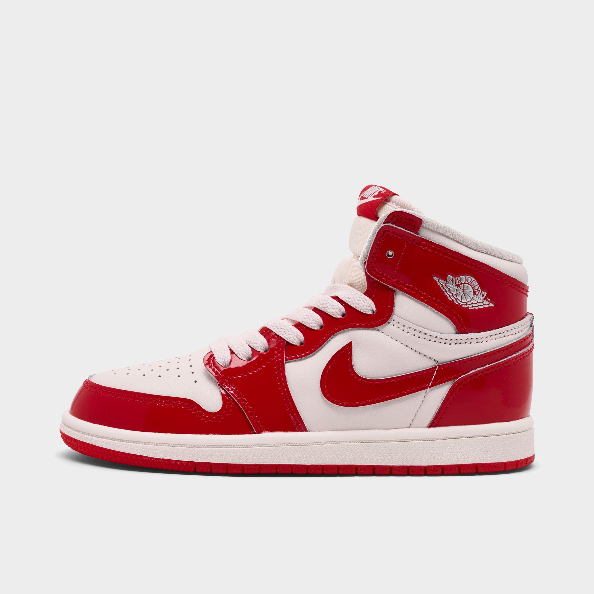 Jordan Little Kids Air Retro 1 High OG Casual Shoes in University Red/Metallic Silver Size: 1.5