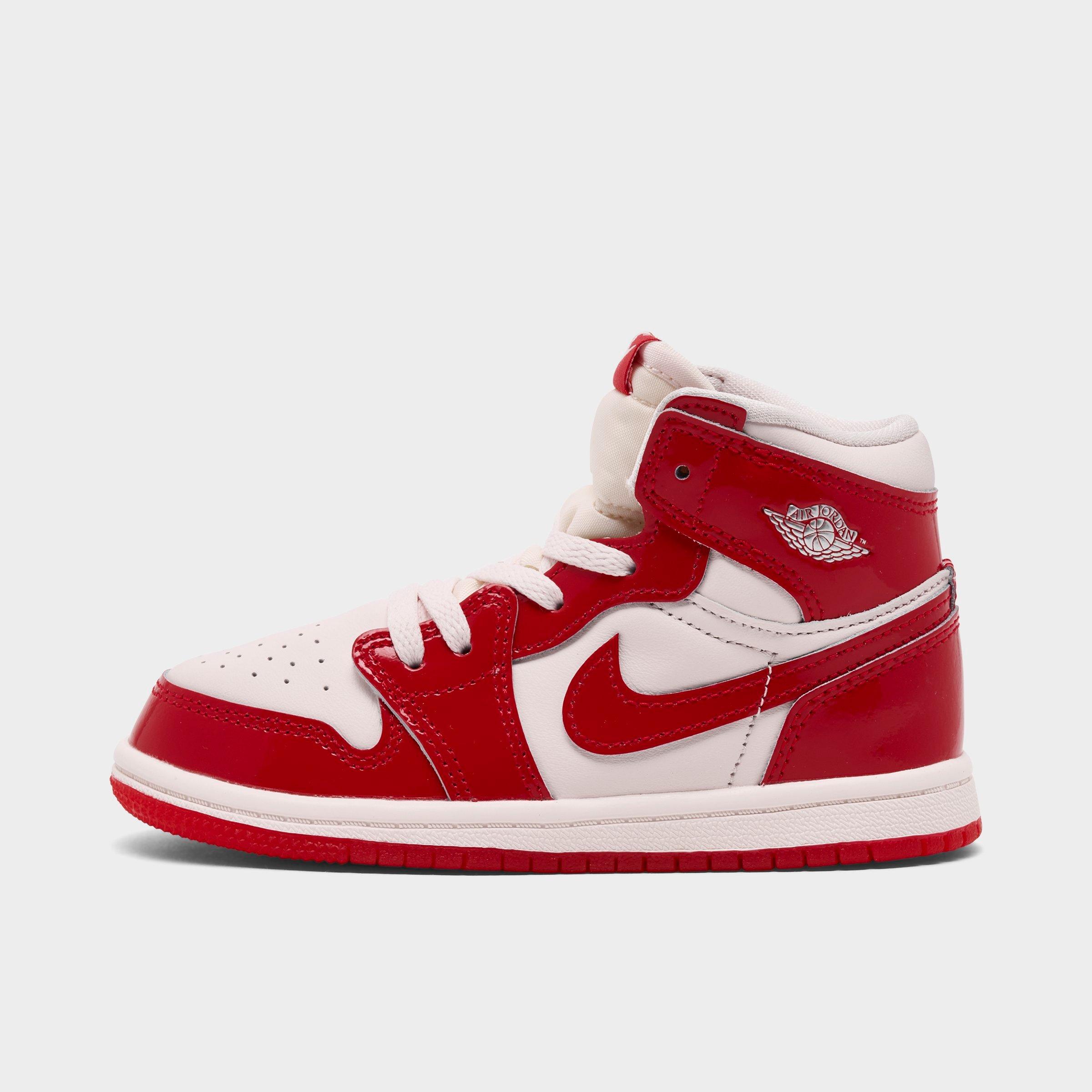 Jordan Kids Toddler Air Retro 1 High OG Casual Shoes in University Red/Metallic Silver Size: 8.0