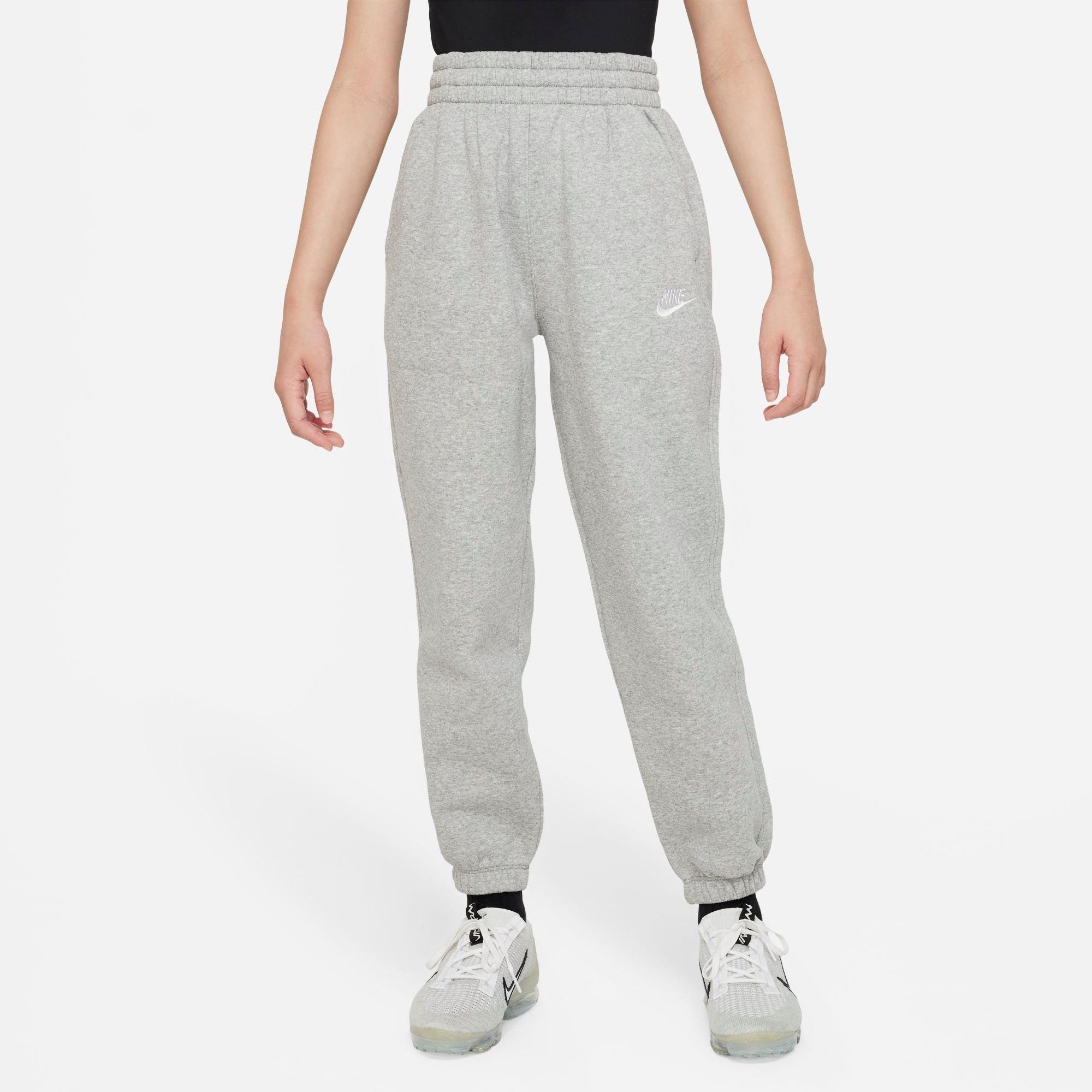 Nike Kids Sportswear Club Fleece Loose Jogger Pants in Dark Grey Heather/Base Grey/White Size: XS