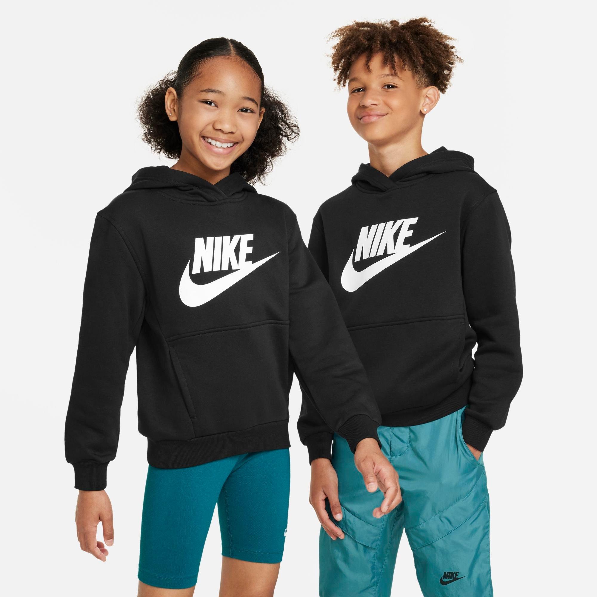 Nike Big Kids Sportswear Club Fleece Pullover Hoodie in Black/White Size: XS