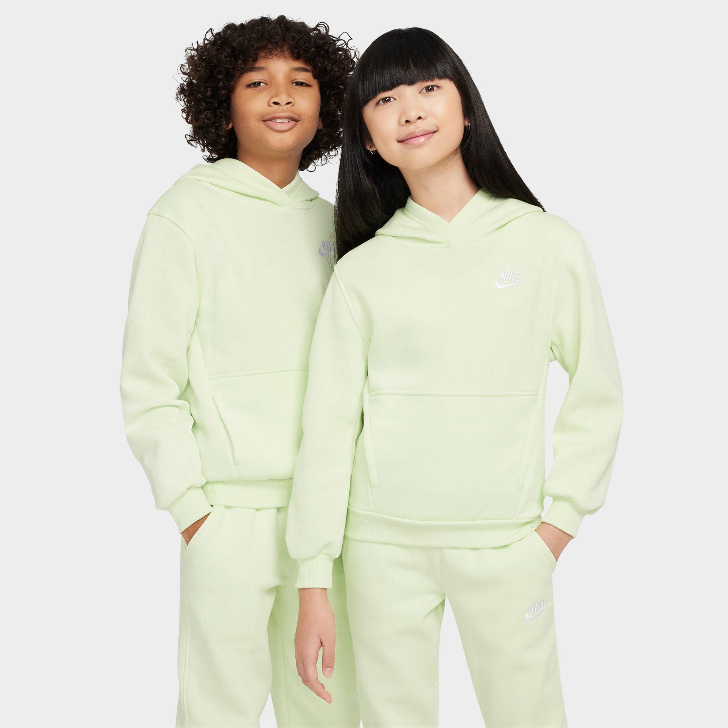 Nike Kids Sportswear Club Fleece Pullover Hoodie in Lime Ice/White Size: Medium