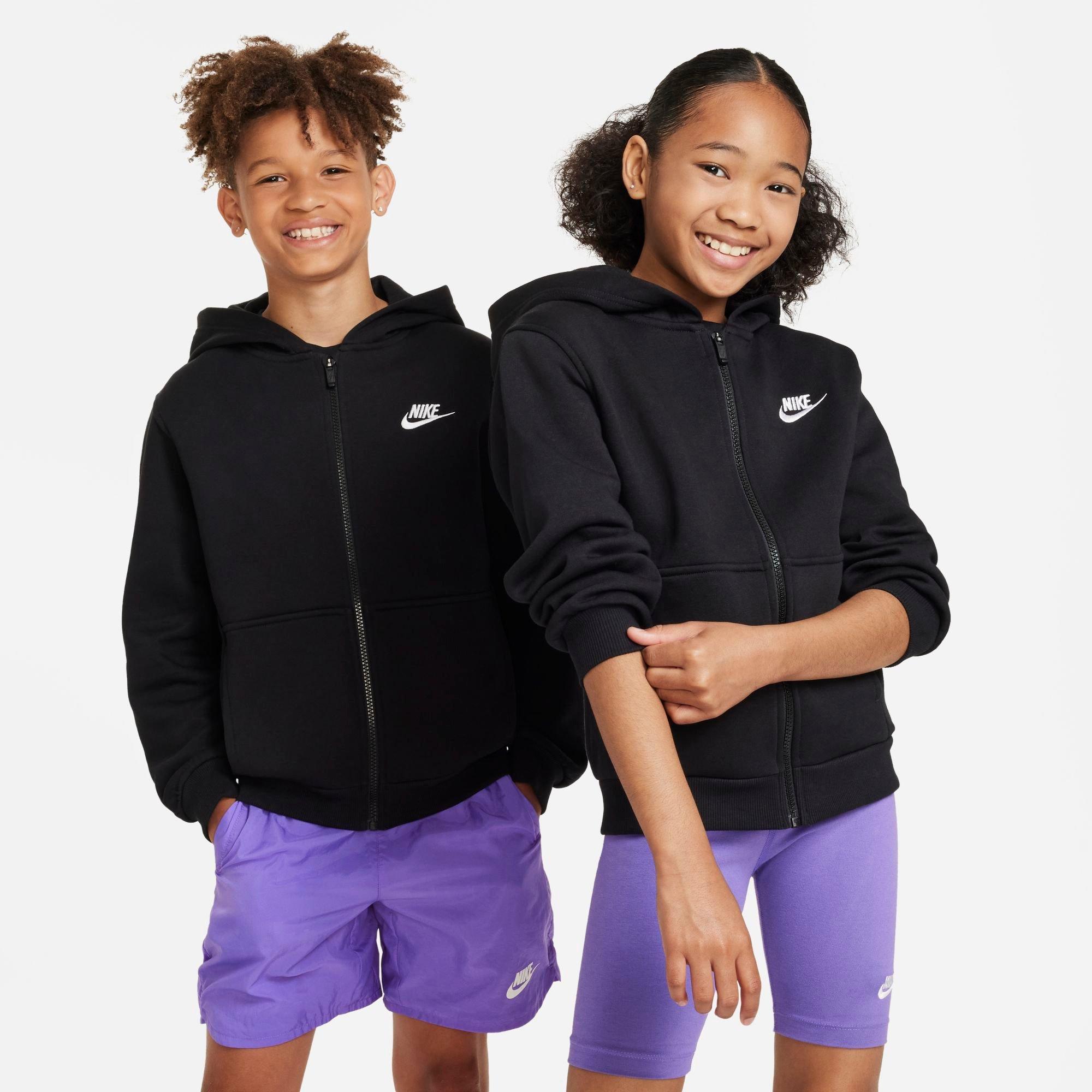 Nike Kids Sportswear Club Fleece Full-Zip Hoodie in Black/White Size: XS
