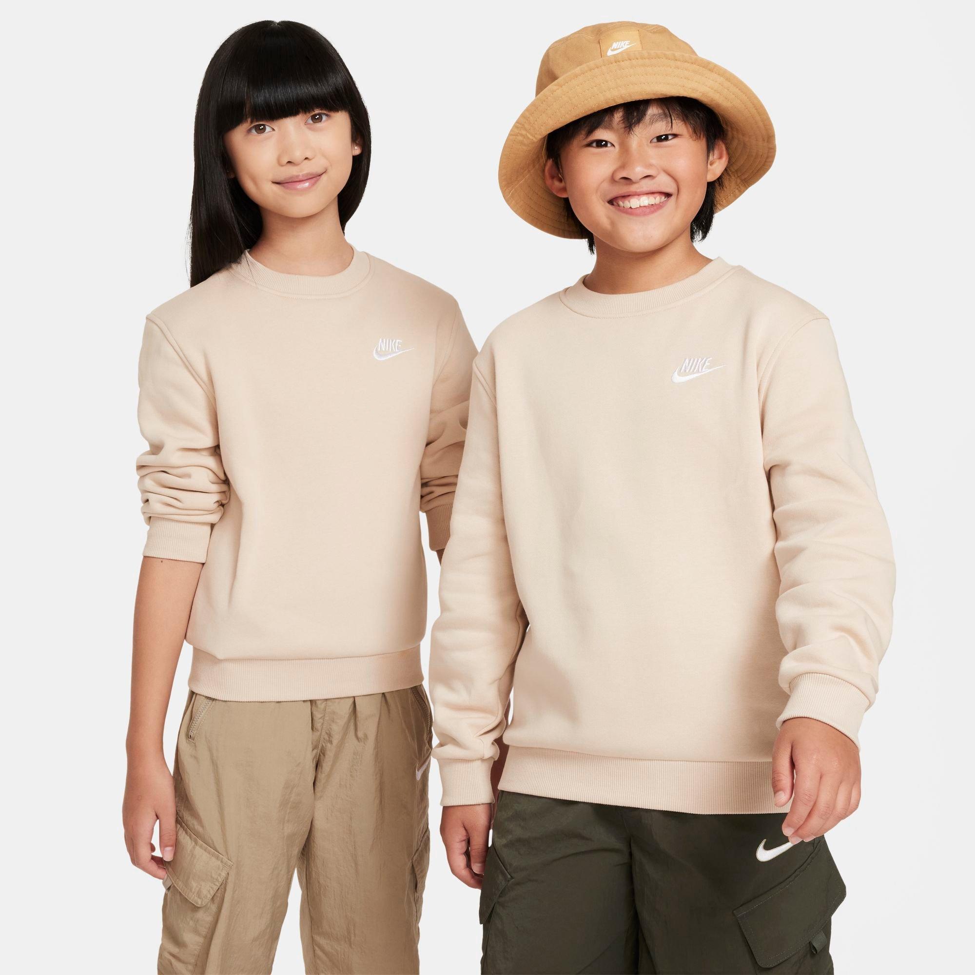 Nike Kids Sportswear Club Fleece Sweatshirt in Sanddrift/White Size: Small