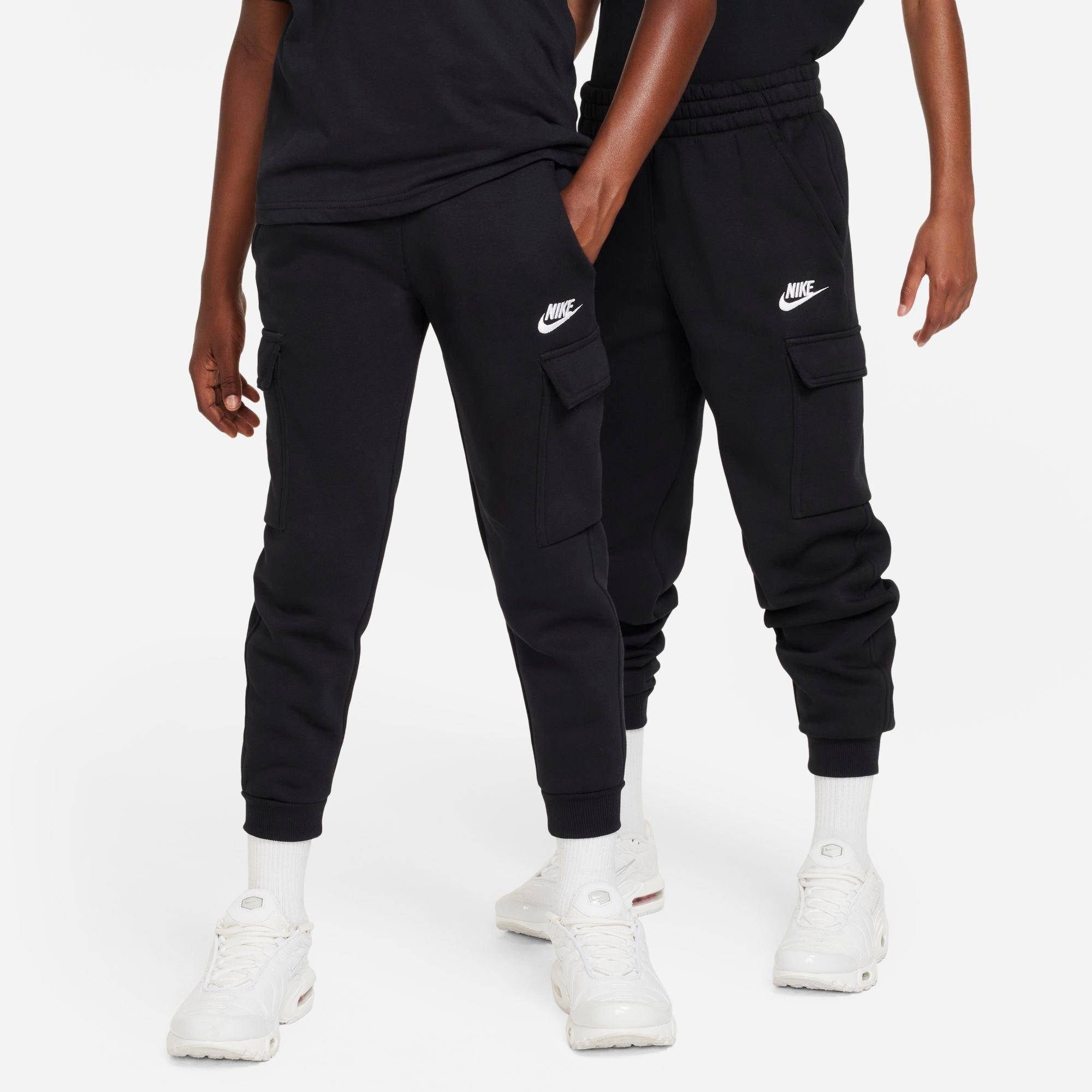 Nike Kids Sportswear Club Fleece Cargo Jogger Pants in Black/White Size: Small