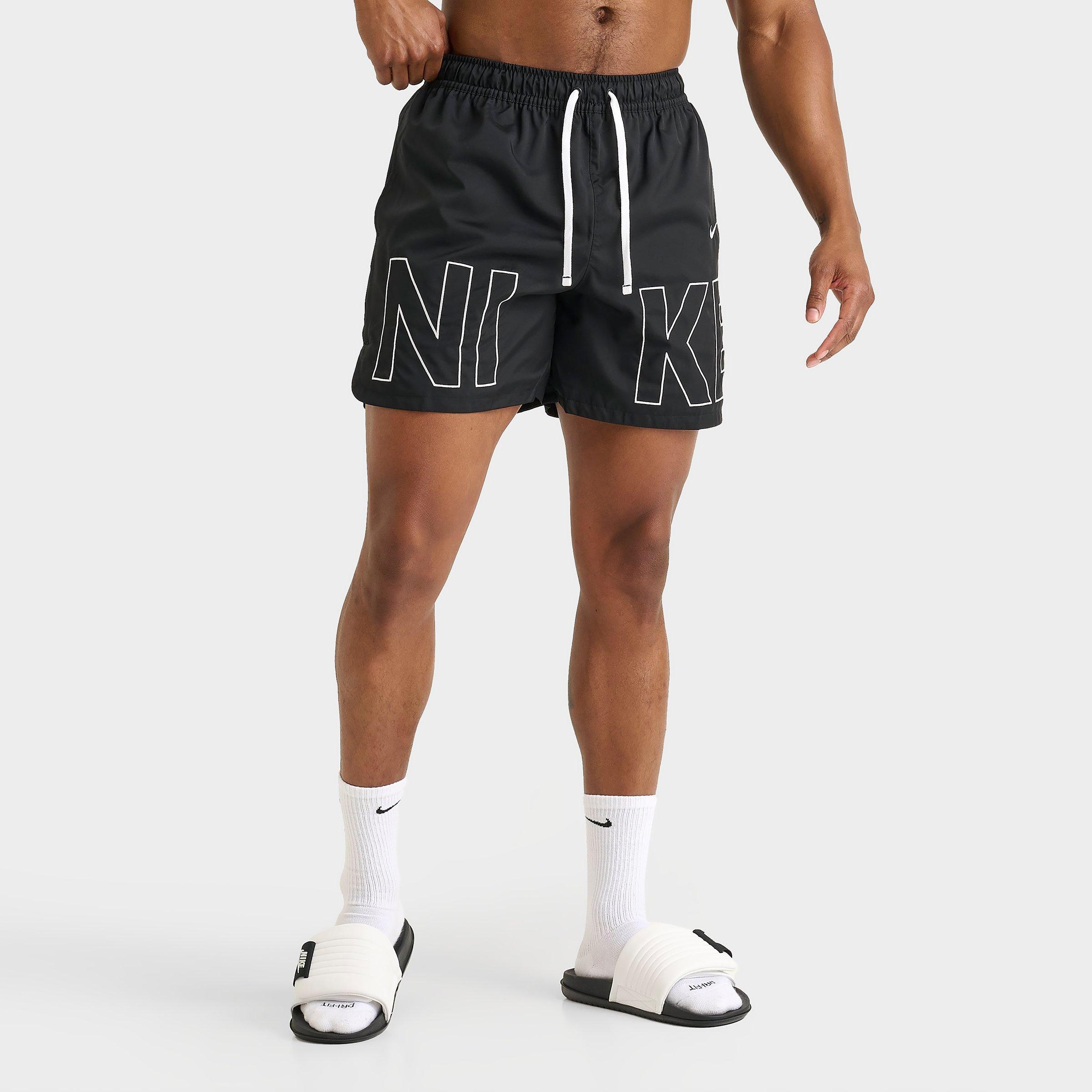 Nike Men's Sportswear Embroidered Woven Flow Shorts in Black/White Size: Small