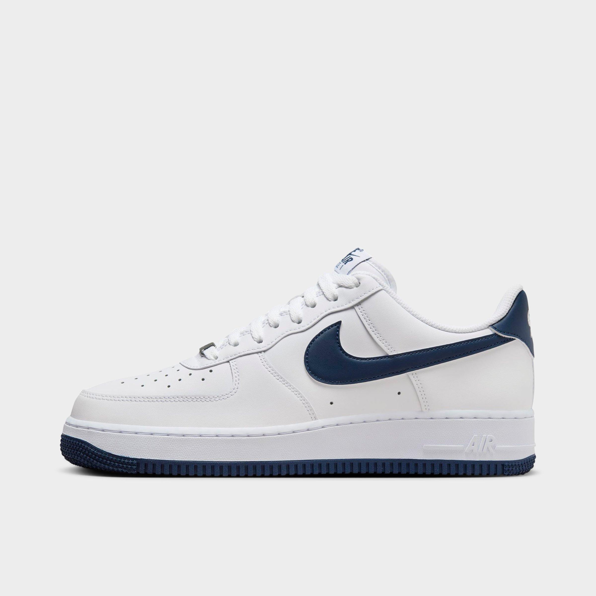 Nike Men's Air Force 1 '07 Casual Shoes in White/Midnight Navy Size: 7.5