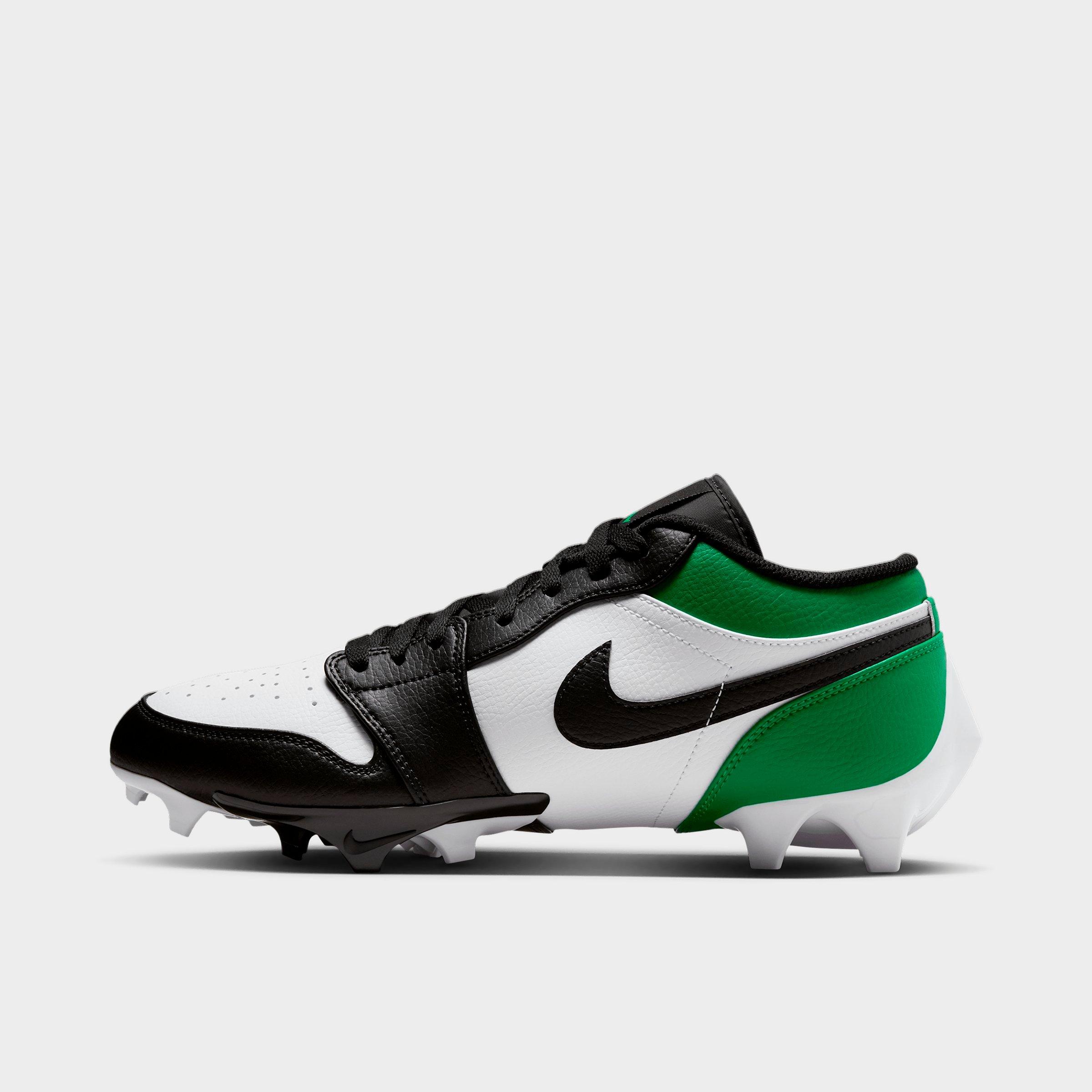 Jordan Men's 1 Low TD Football Cleats in Black/White/Lucky Green Size: 11.0