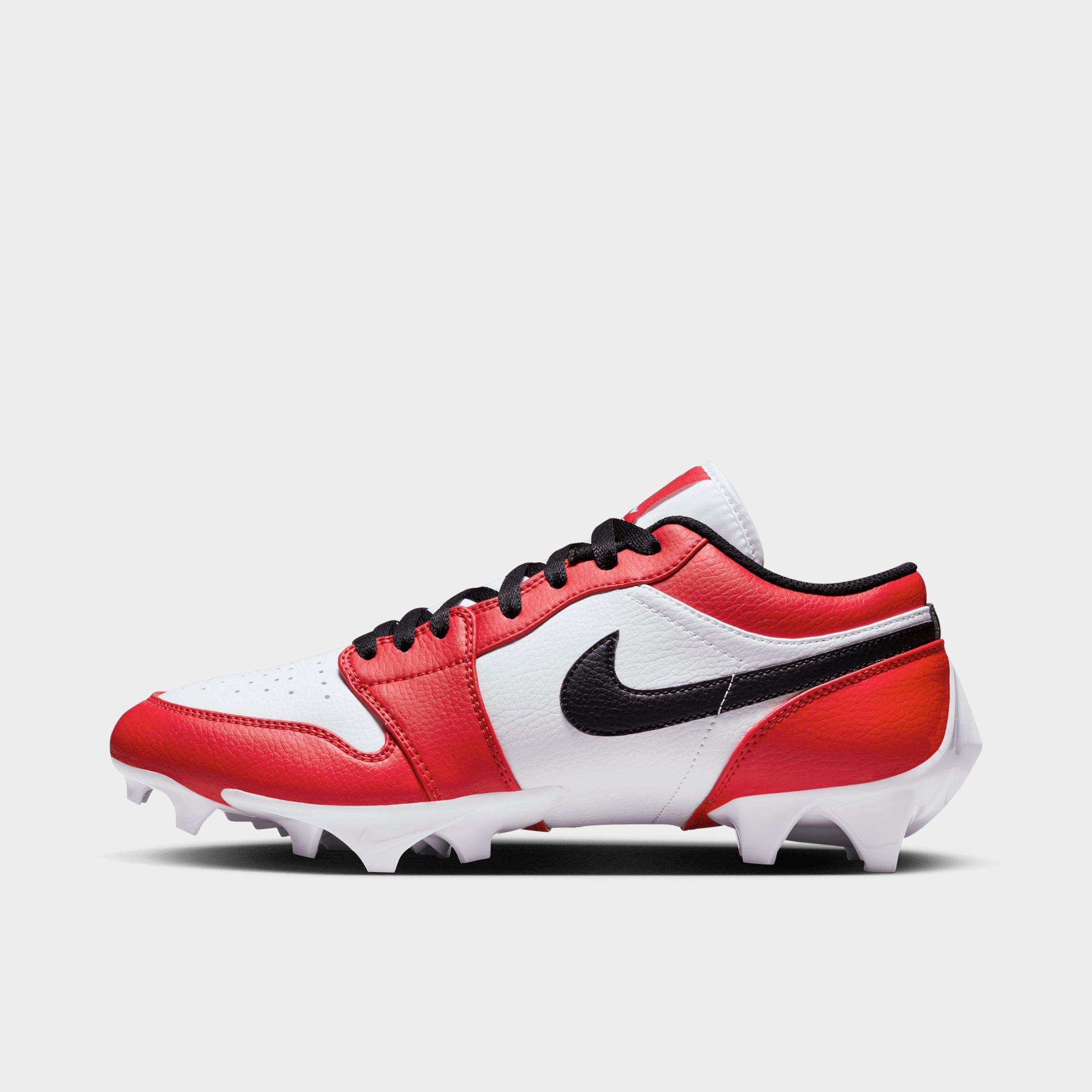 Jordan Men's 1 Low TD Football Cleats in White/Varsity Red/Black Size: 10.0