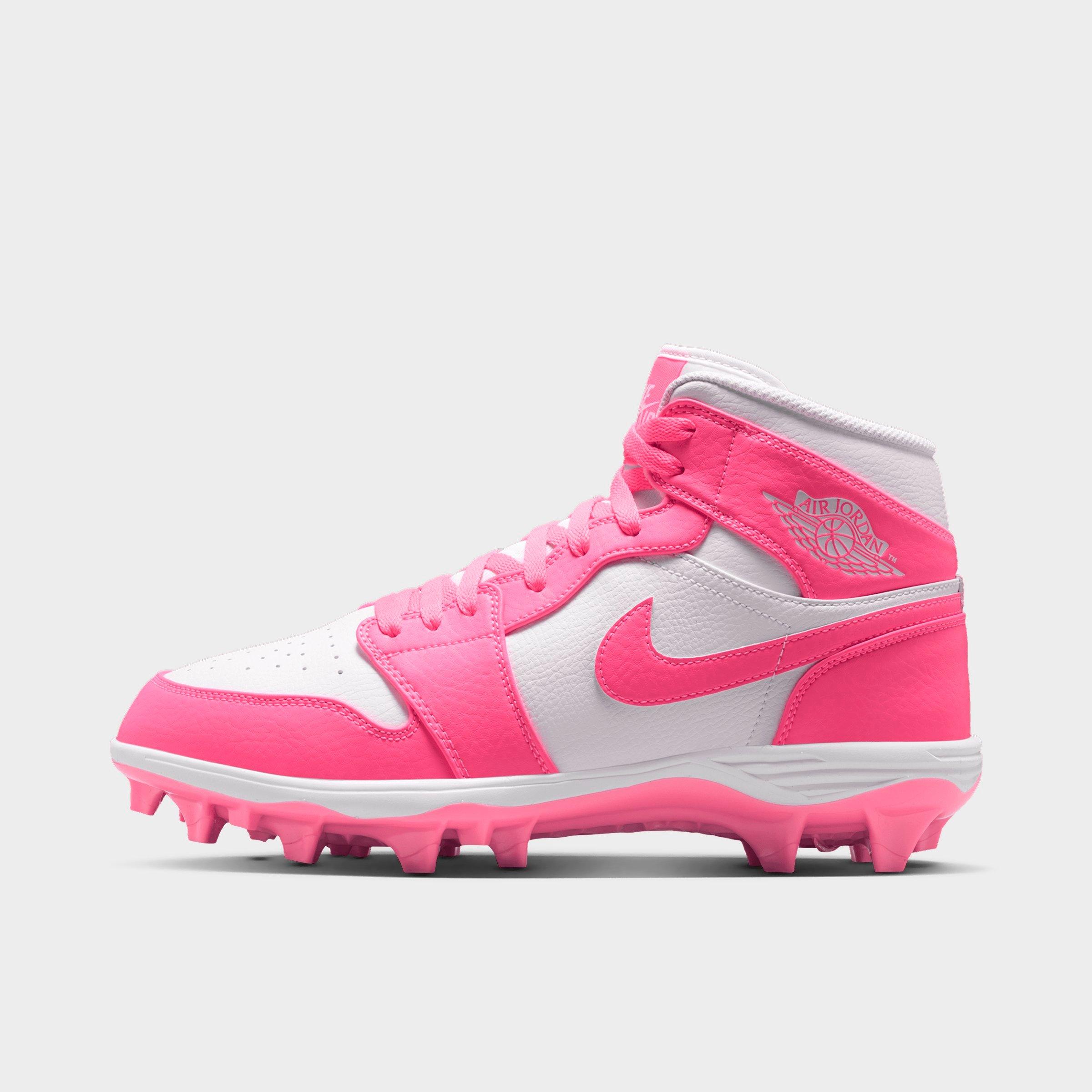 Jordan Men's 1 Mid TD Football Cleats in Digital Pink/White Size: 9.5