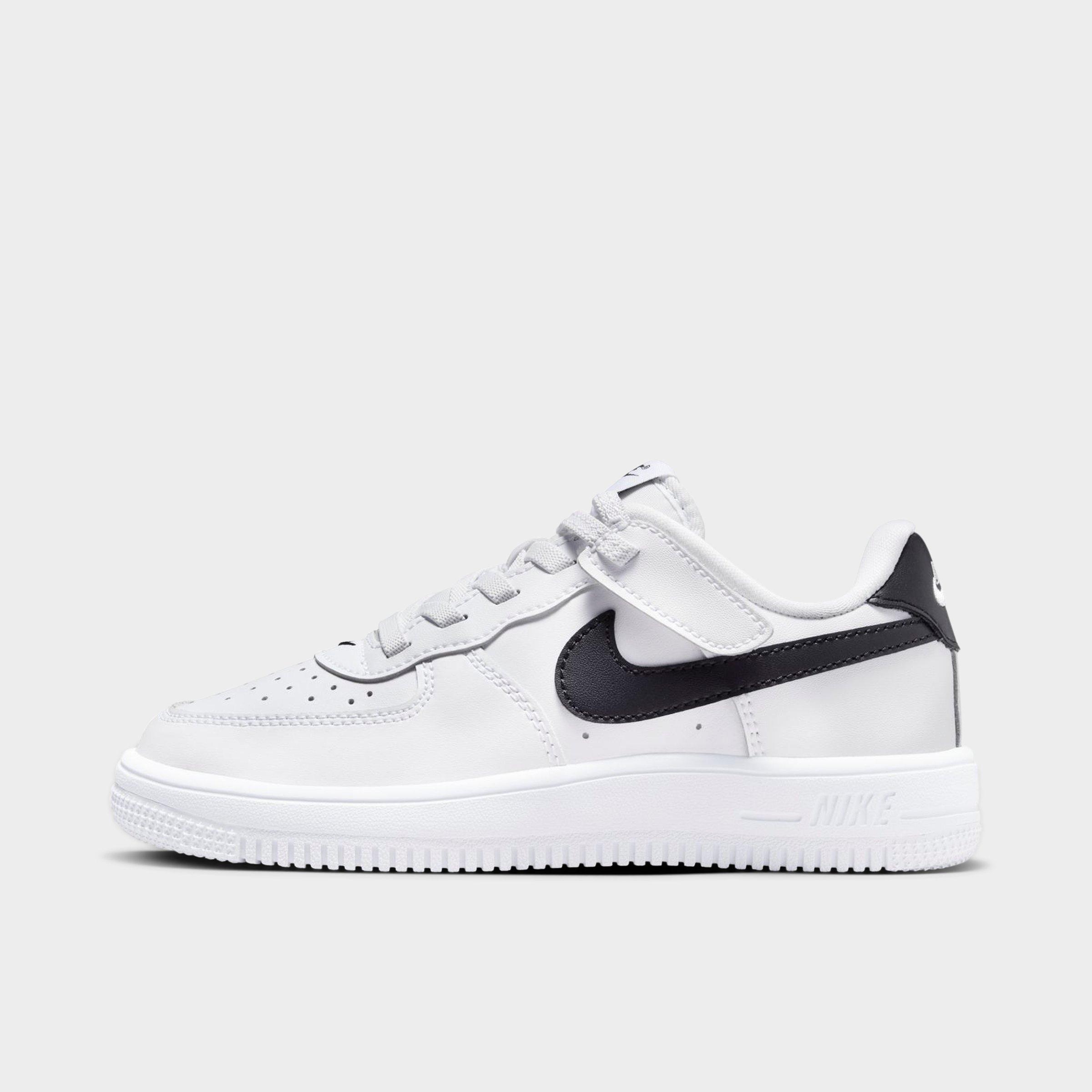 Nike Little Kids Force 1 Low EasyOn Stretch Lace Casual Shoes (8C-3Y) in White/Black Size: 1.0