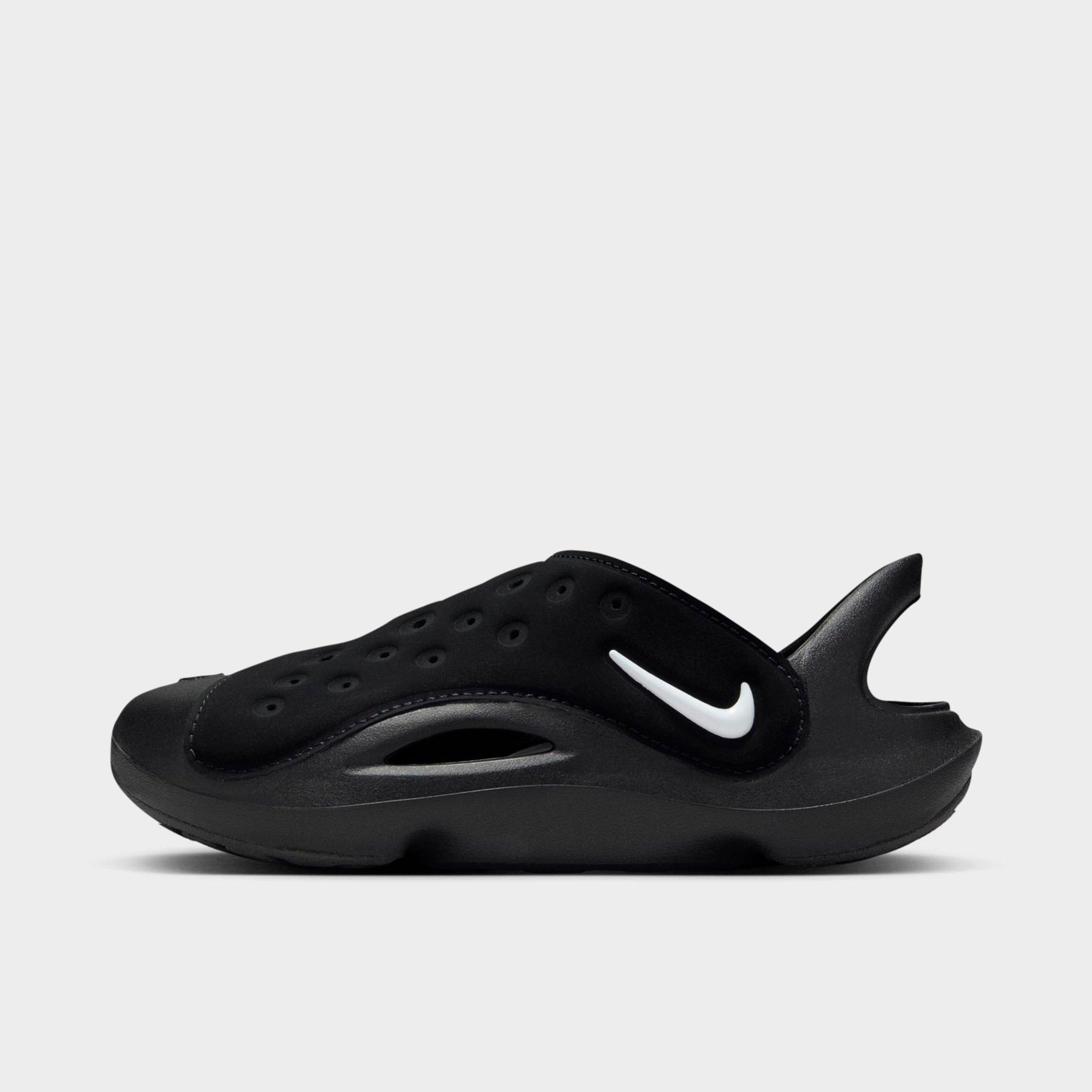 Nike Little Kids Aqua Swoosh Sandals in Black/White/Anthracite Size: 13.0
