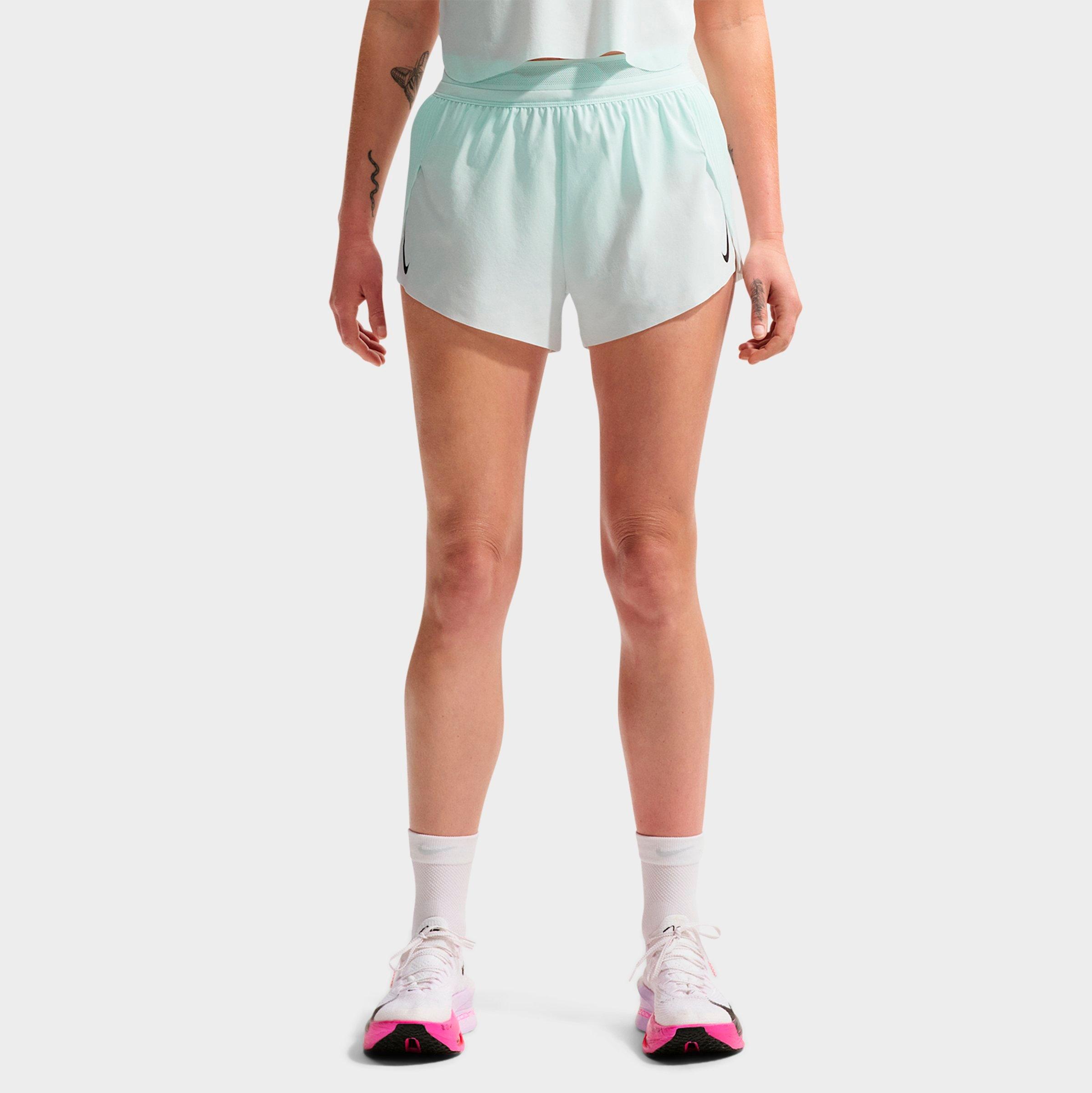 Nike Women's AeroSwift Dri-FIT ADV Mid-Rise 3-Inch Brief-Lined Shorts in Barely Green/Black Size: Medium