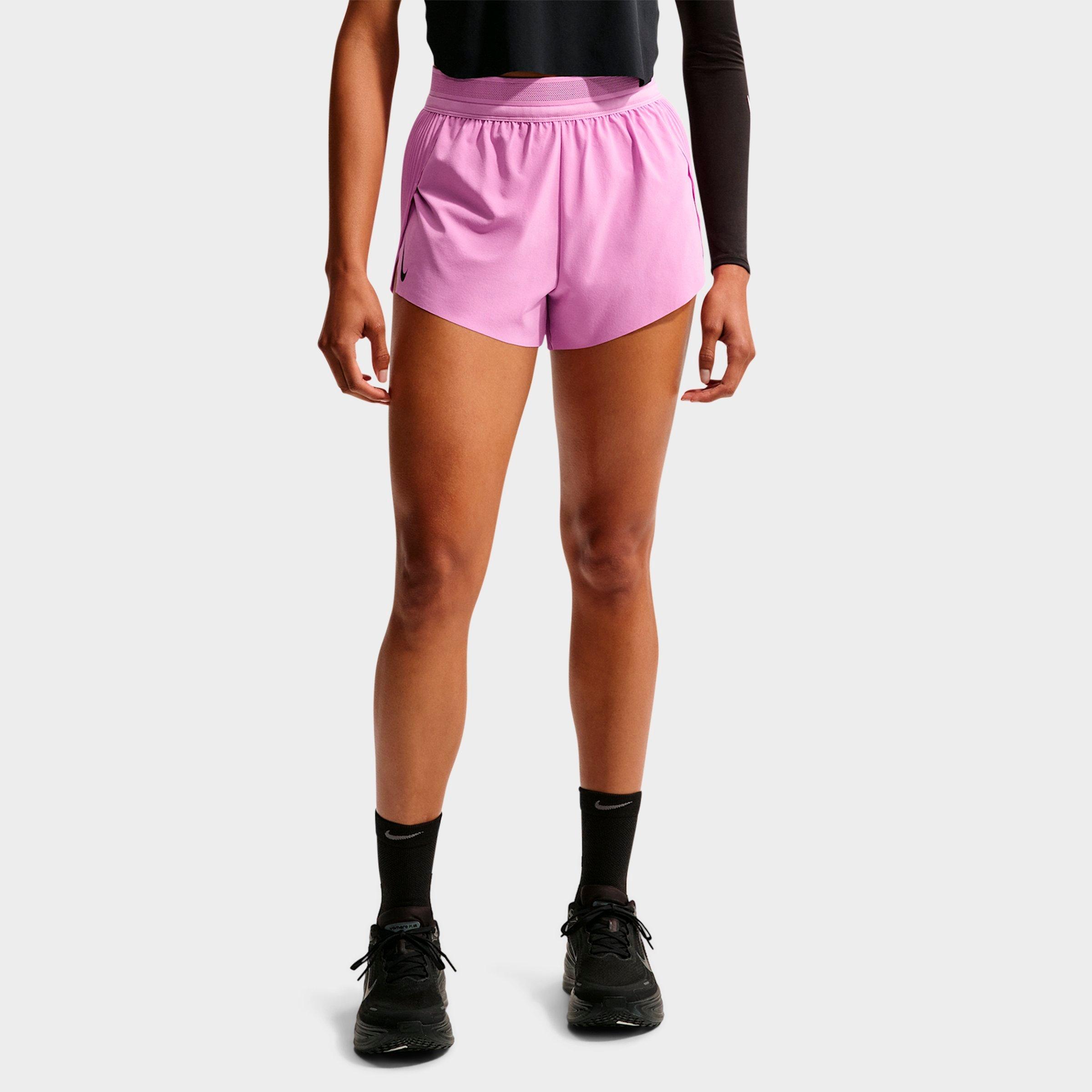 Nike Women's AeroSwift Dri-FIT ADV Mid-Rise 3-Inch Brief-Lined Shorts in Light Magenta/Black/White Size: Medium